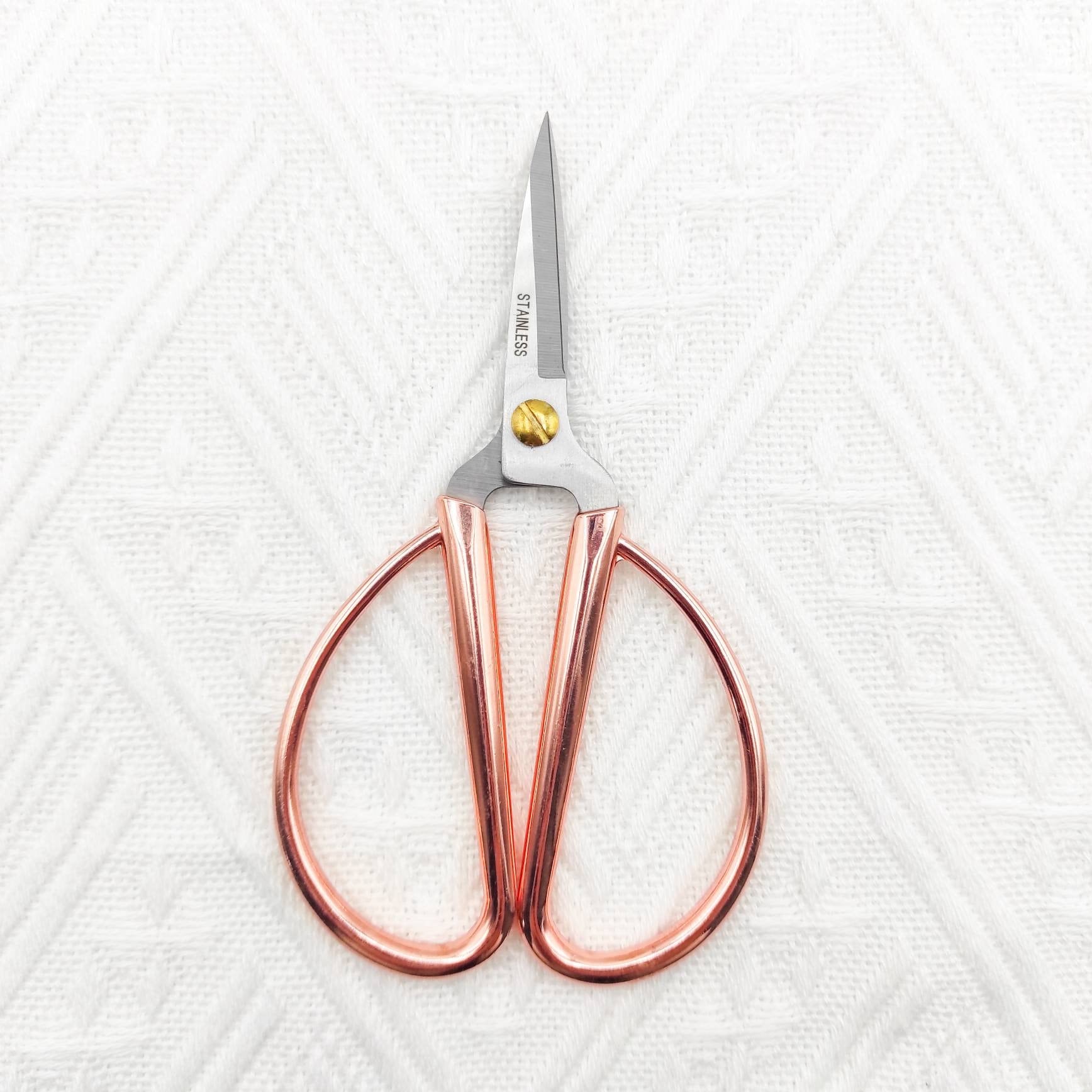 Rose Gold / Bronze Vintage Style Cissors, Fabric scissors, Macrame Small Scissors 5" ,Big Handle Scissors, bonsai scissors