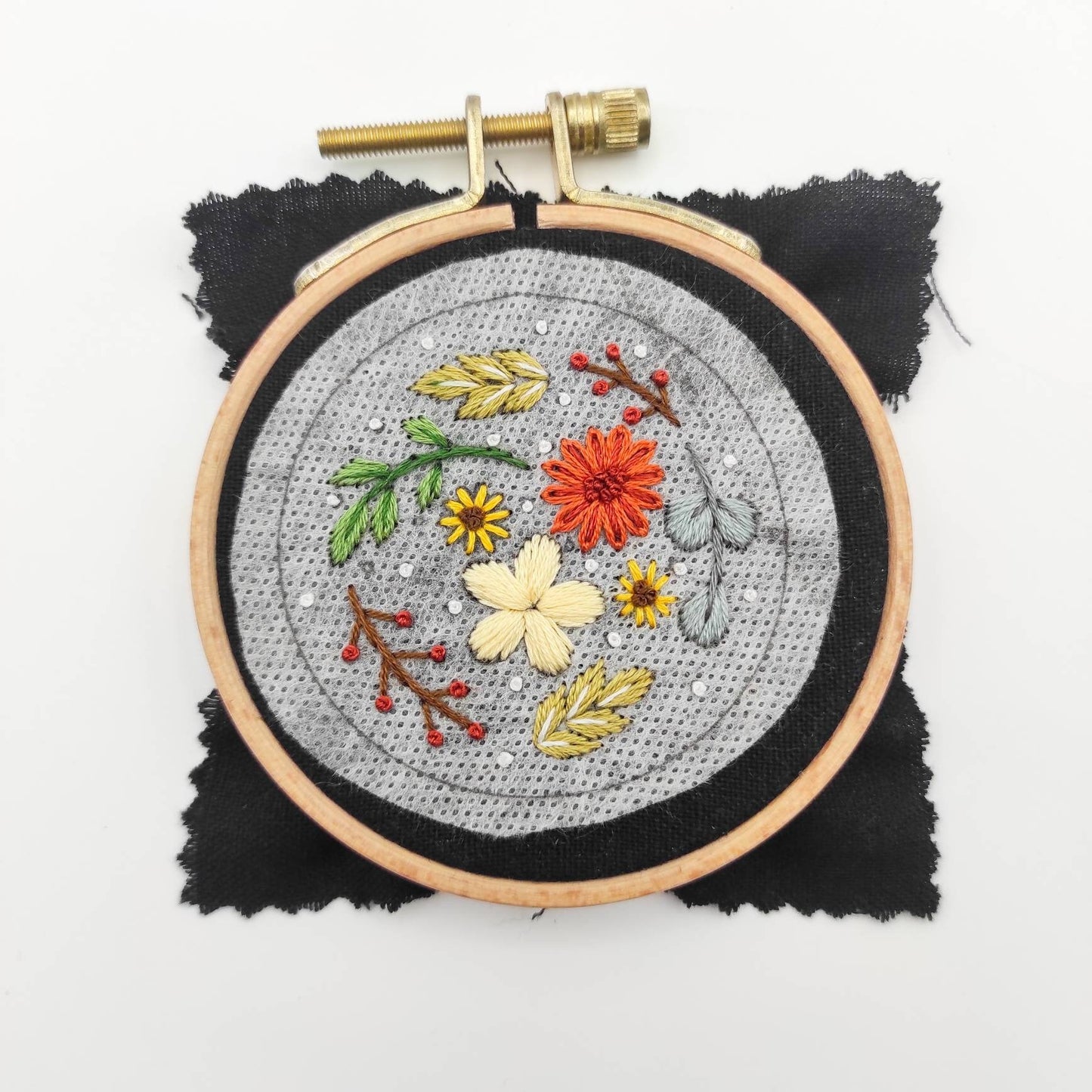 Stick & Stitch embroidery patterns, DIY embroidery patterns for large pillbox/pocket mirror, water soluble pre-printed embroidery pattern