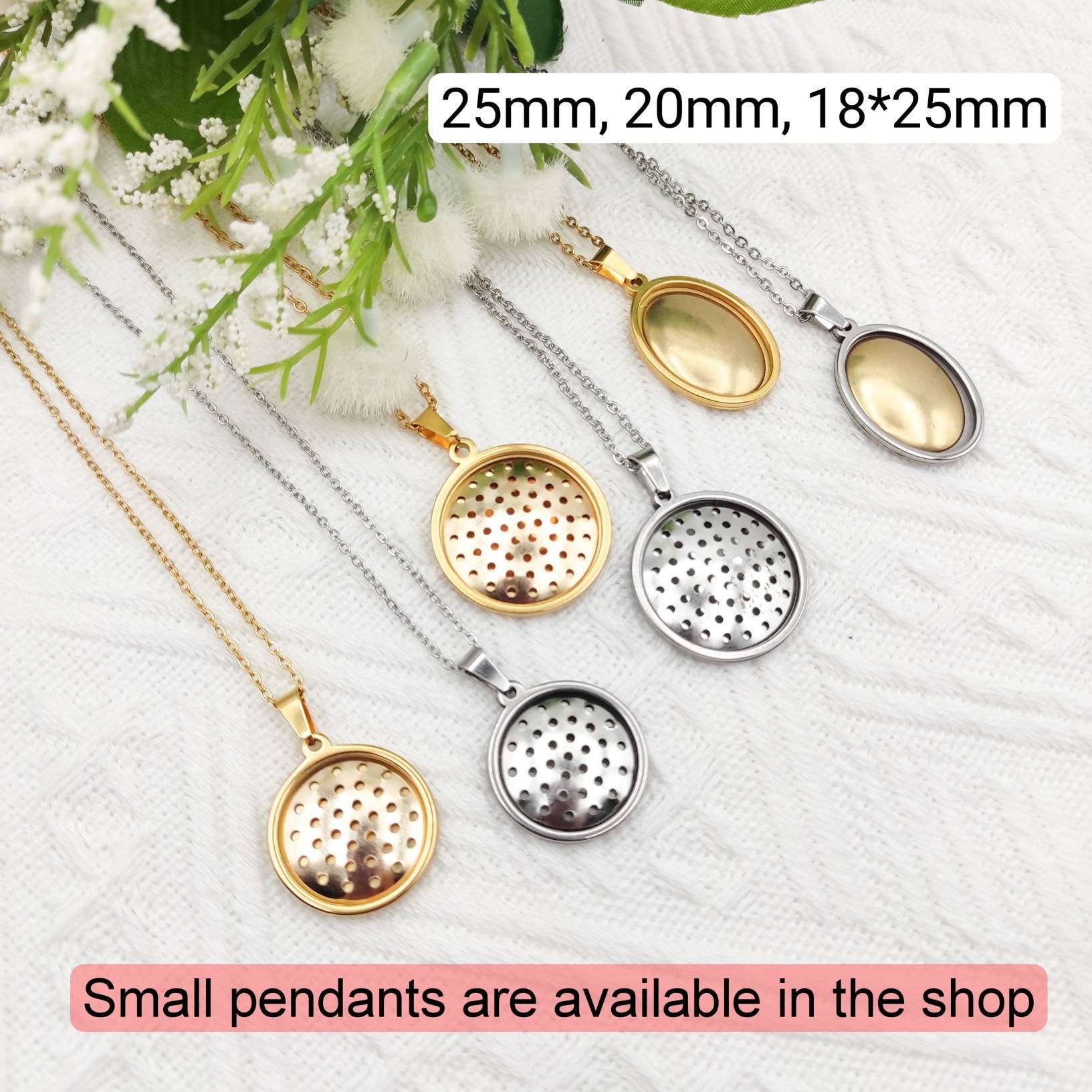 Stainless steel Large blank pendant, DIY embroidery/hand stitch/ cross stitch/ crochet/ Sewing necklace kit