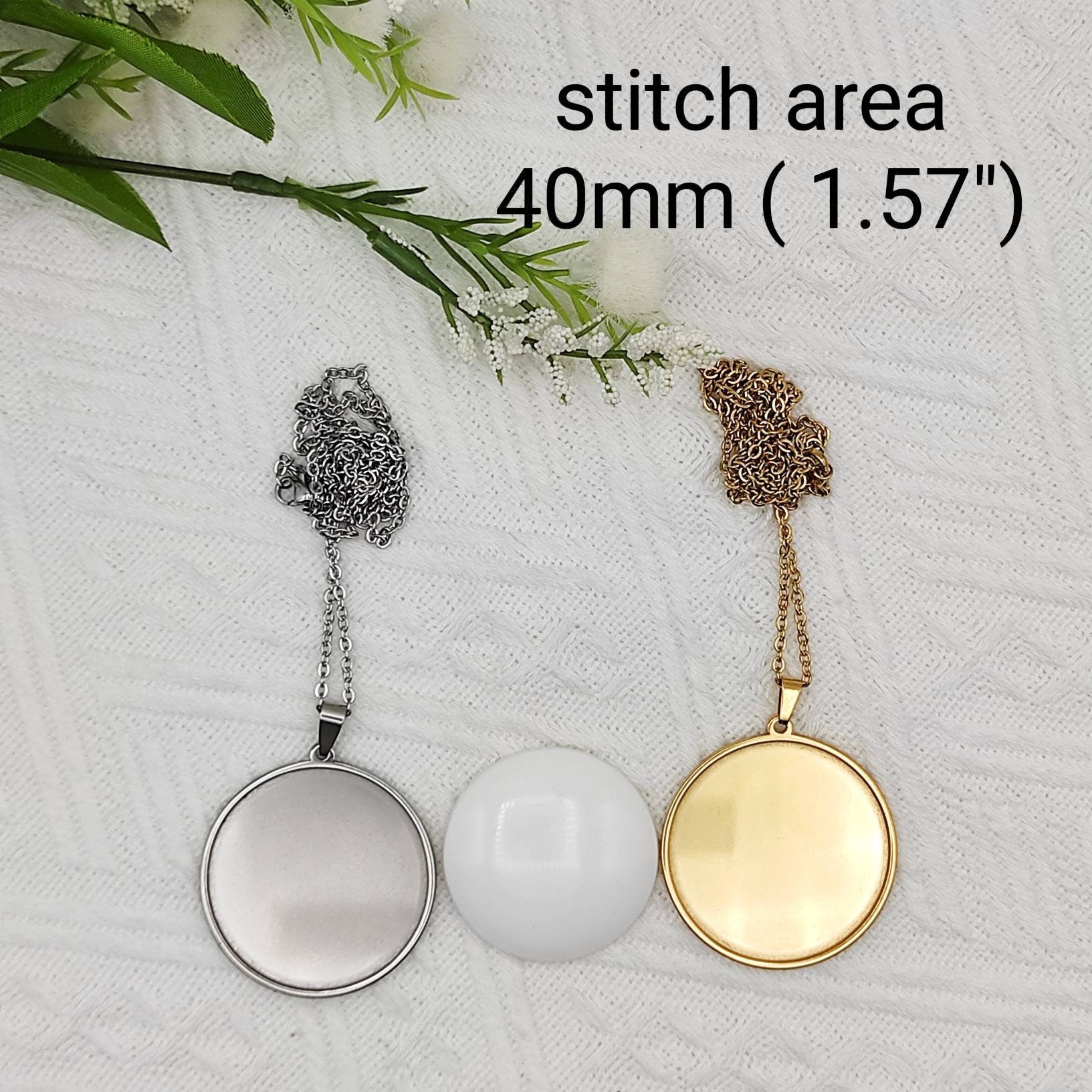 Stainless steel Large blank pendant, DIY embroidery/hand stitch/ cross stitch/ crochet/ Sewing necklace kit