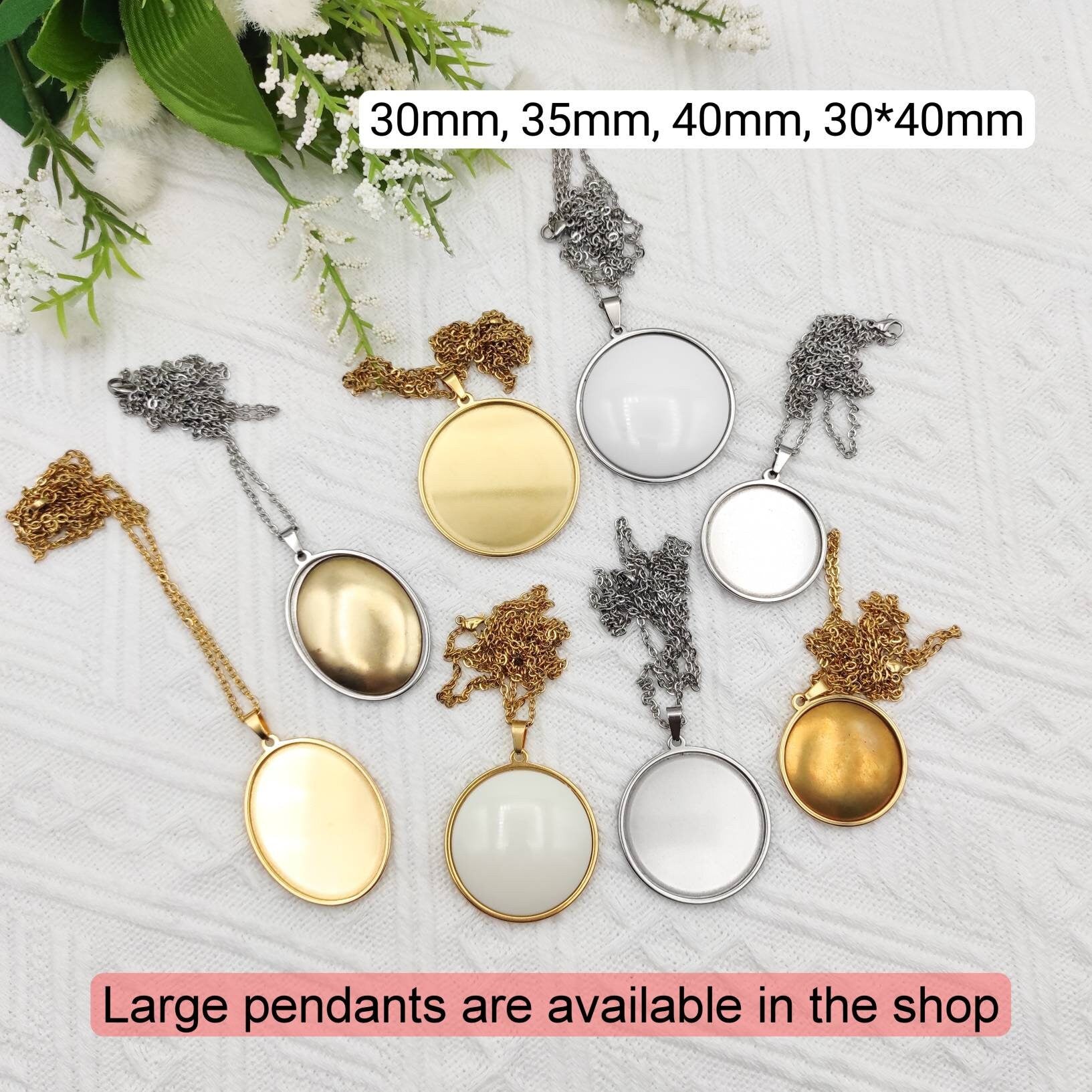 Stainless steel small blank pendant, DIY embroidery/hand stitch/ cross stitch/ crochet/ Sewing necklace kit