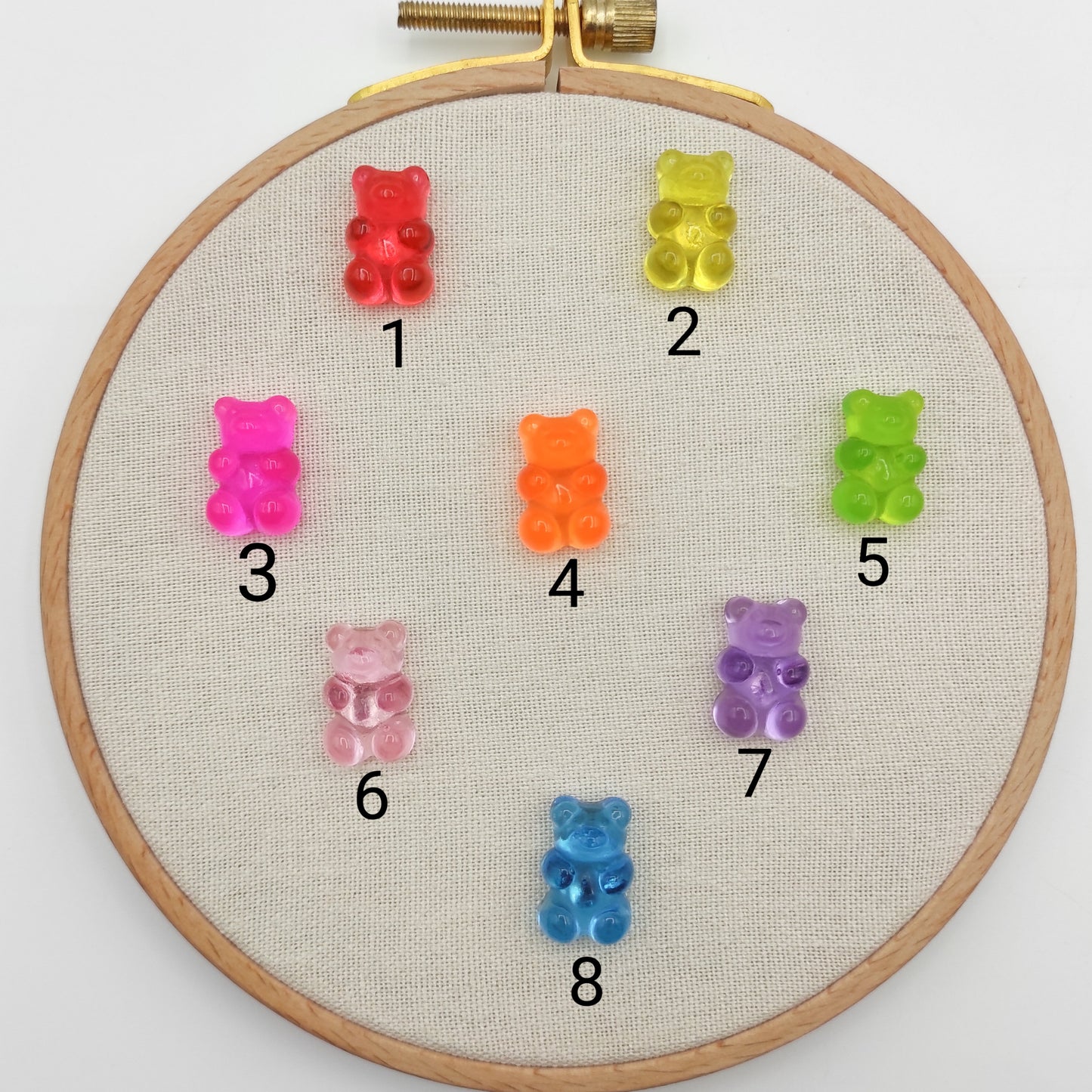 Gummy bear needle minders, Tiny Needle Minder for Embroidery, Cross Stitch, Needle work, needlecraft projects and sewing.