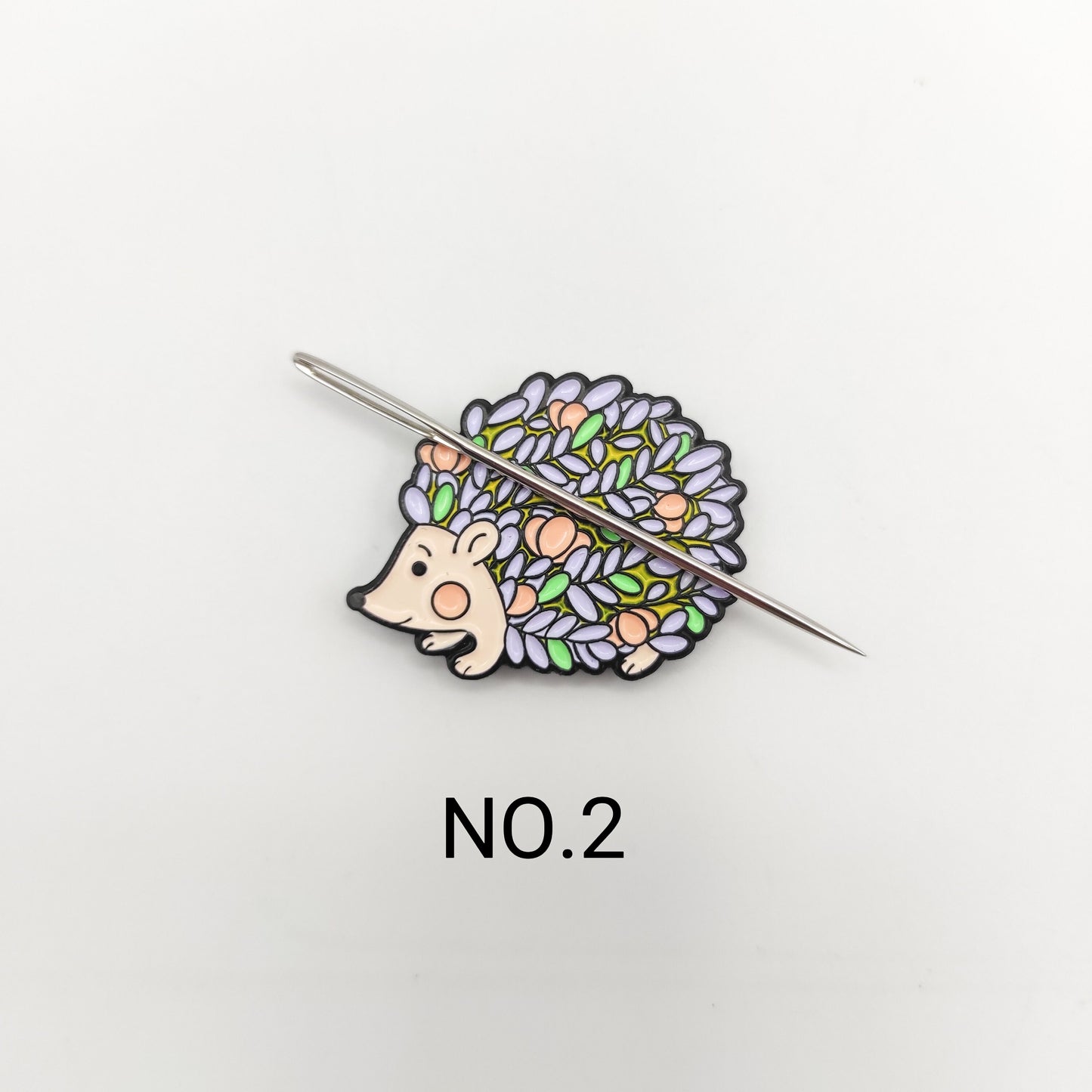 Hedgehog enamel needle minders, Needle Minder for Embroidery, Cross Stitch, Needle work, needlecraft projects and sewing.