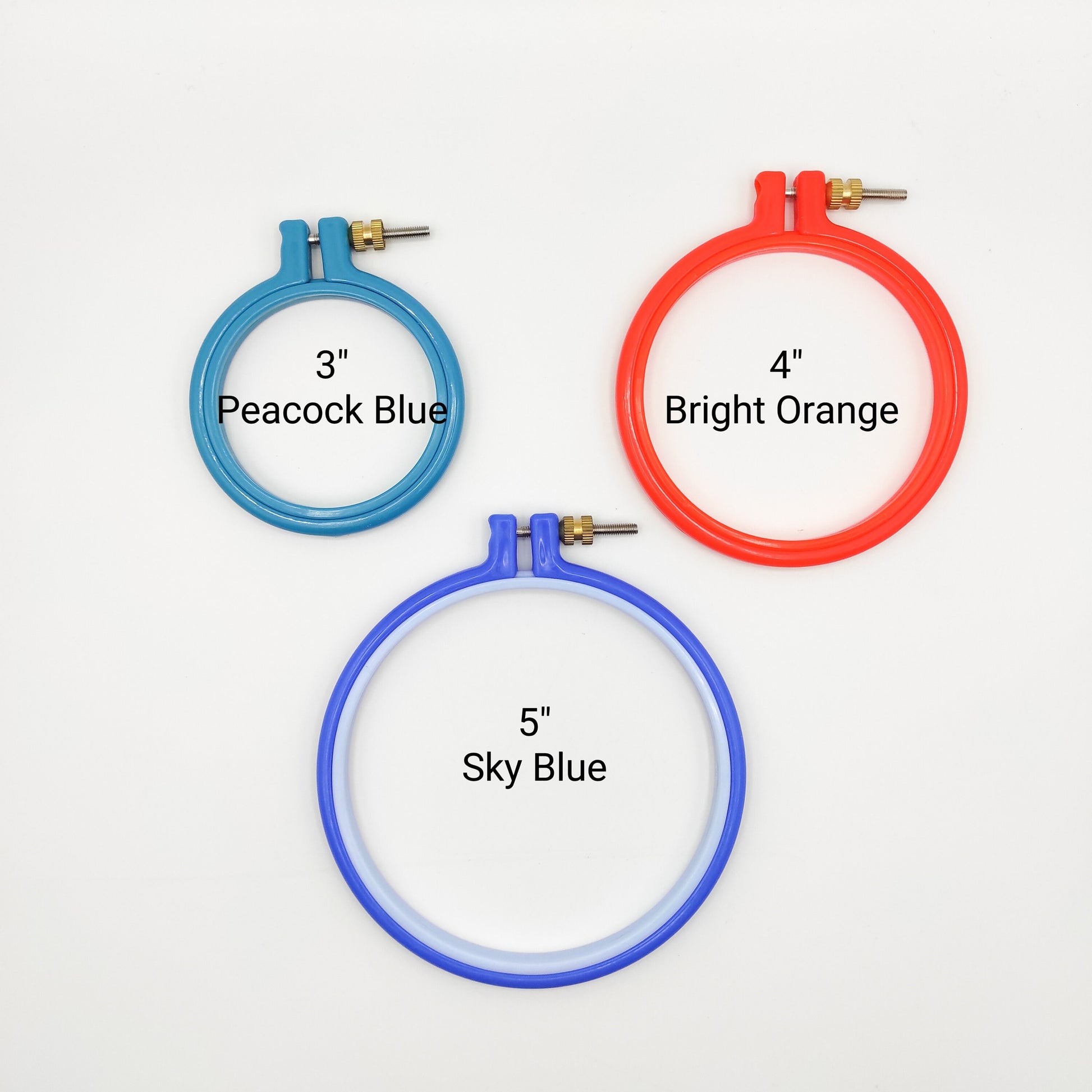 Multiple Sizes of Colorful Round Plastic Hoops for hand Stitching, Embroidery, Cross stitch, Needlework Frame, Round embroidery display.