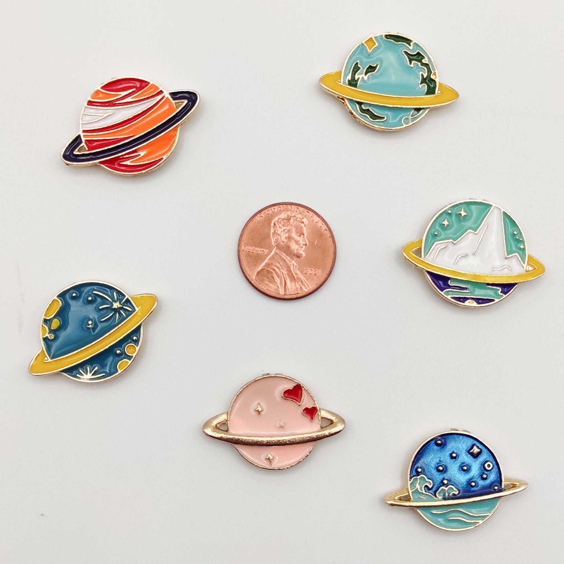 Planet enamel needle minders, Galaxy Needle Minder for Embroidery, Cross Stitch, Needle work, Needle point tools