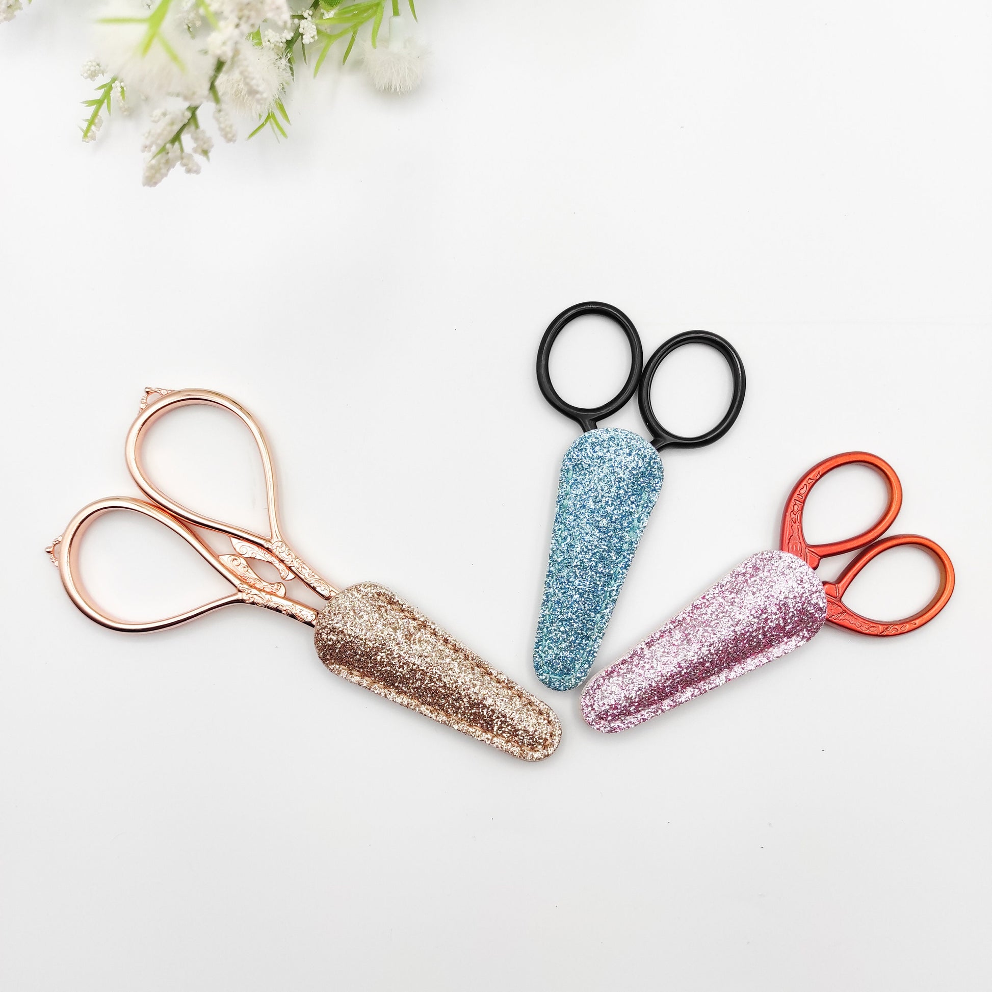 Small Glitter Scissor Sheath for small embroidery scissor tip protection leather cover for small scissors