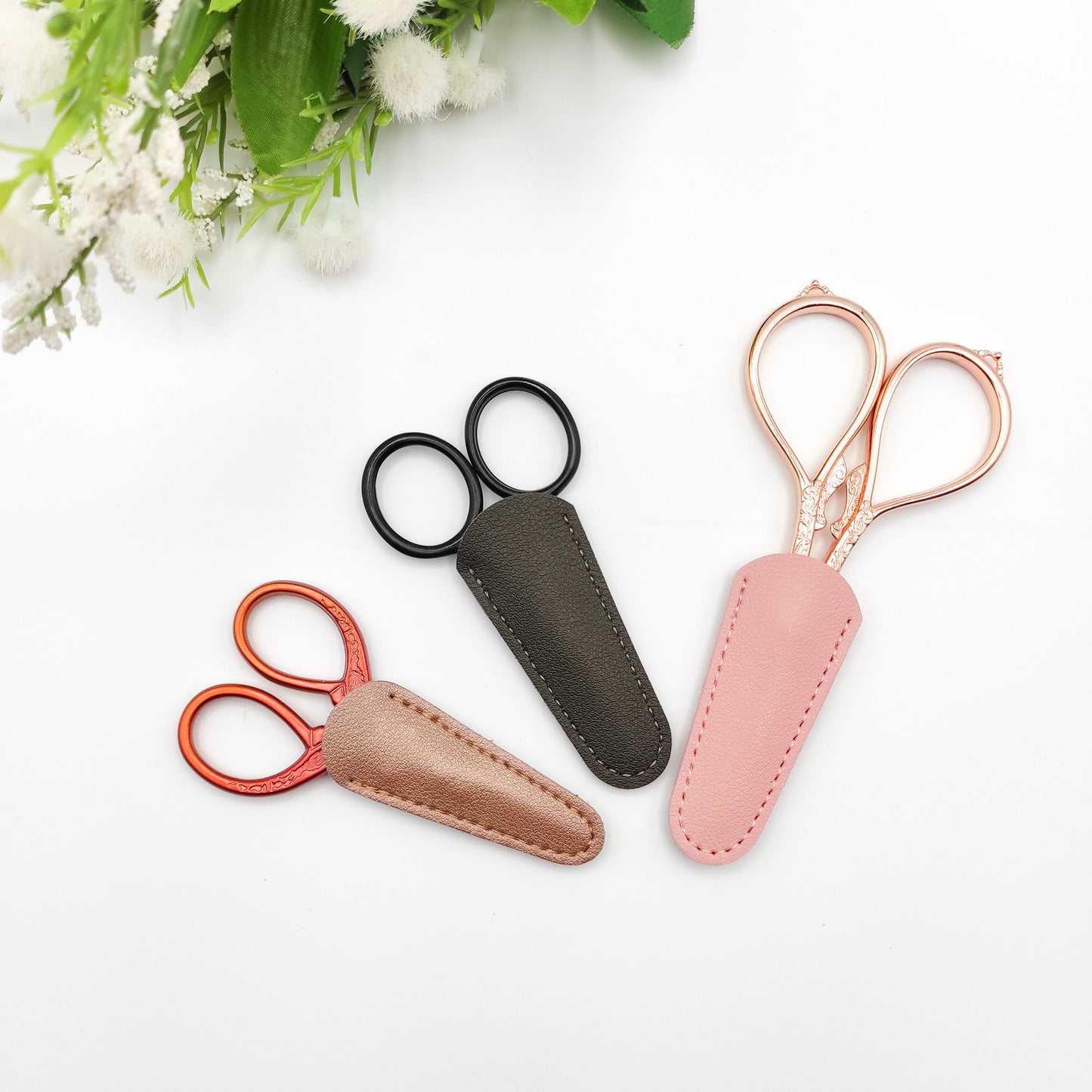 Solid Color Scissor sheath small size for small embroidery scissor tip protection leather cover for small scissors