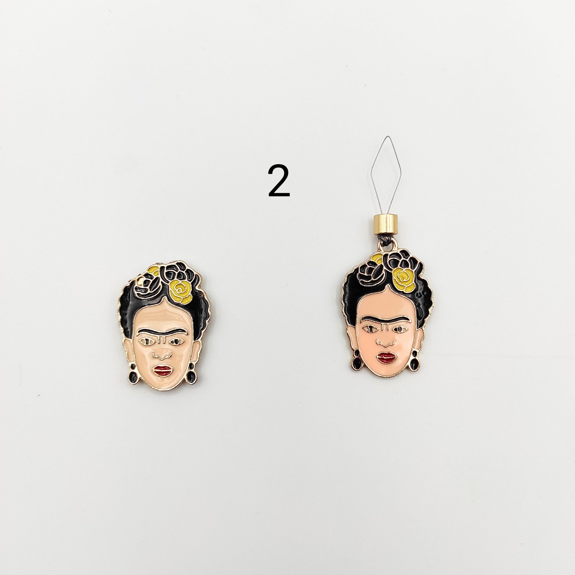 Feminist Frida Enamel Needle Minder, Needle Threader for Embroidery/ Cross Stitch/Needle work/Needlecraft/Sewing.