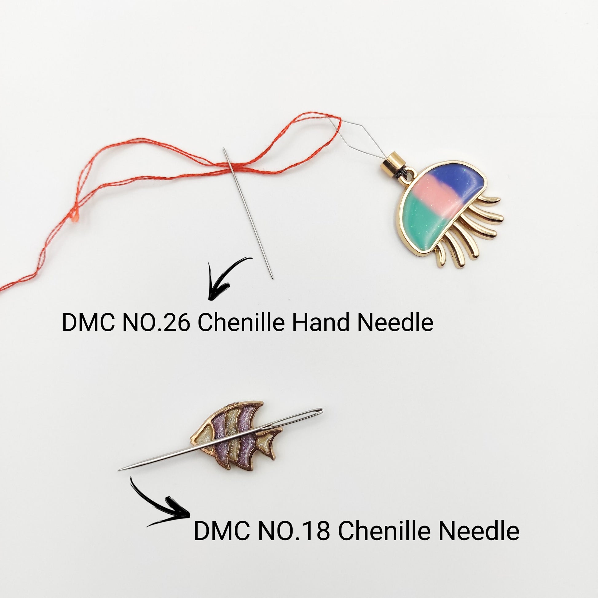 Sea World Enamel Needle Minder, Needle Threader, Jellyfish/Dolphin for Embroidery/Cross Stitch/Needle work/Needlecraft/Sewing