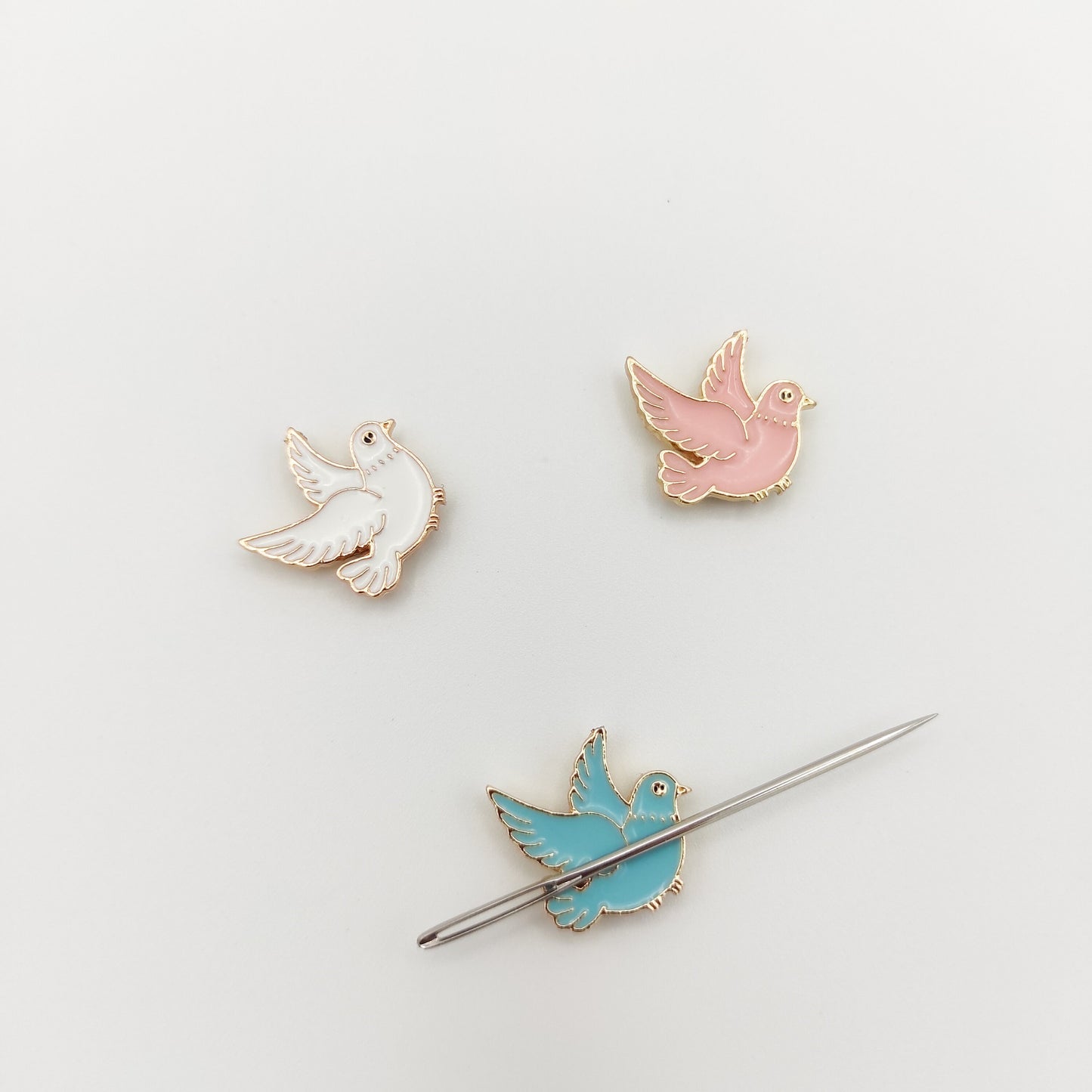 Dove enamel needle minders, Small Needle Minder for Embroidery, Cross Stitch, Needle work, Needle point tools