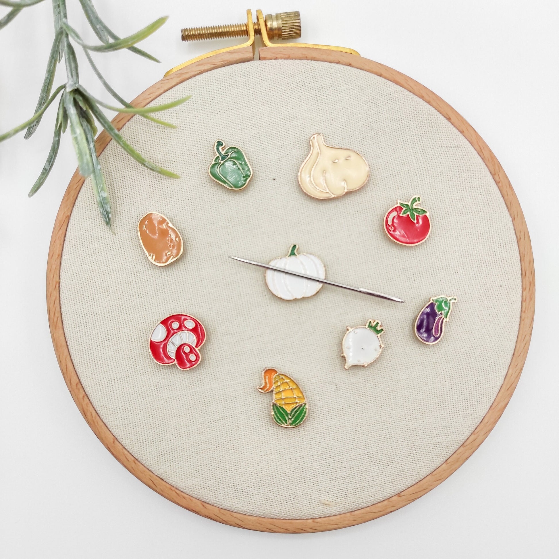 Vegetable Enamel needle minders, Small Needle Minder for Embroidery/Cross Stitch/Needle work