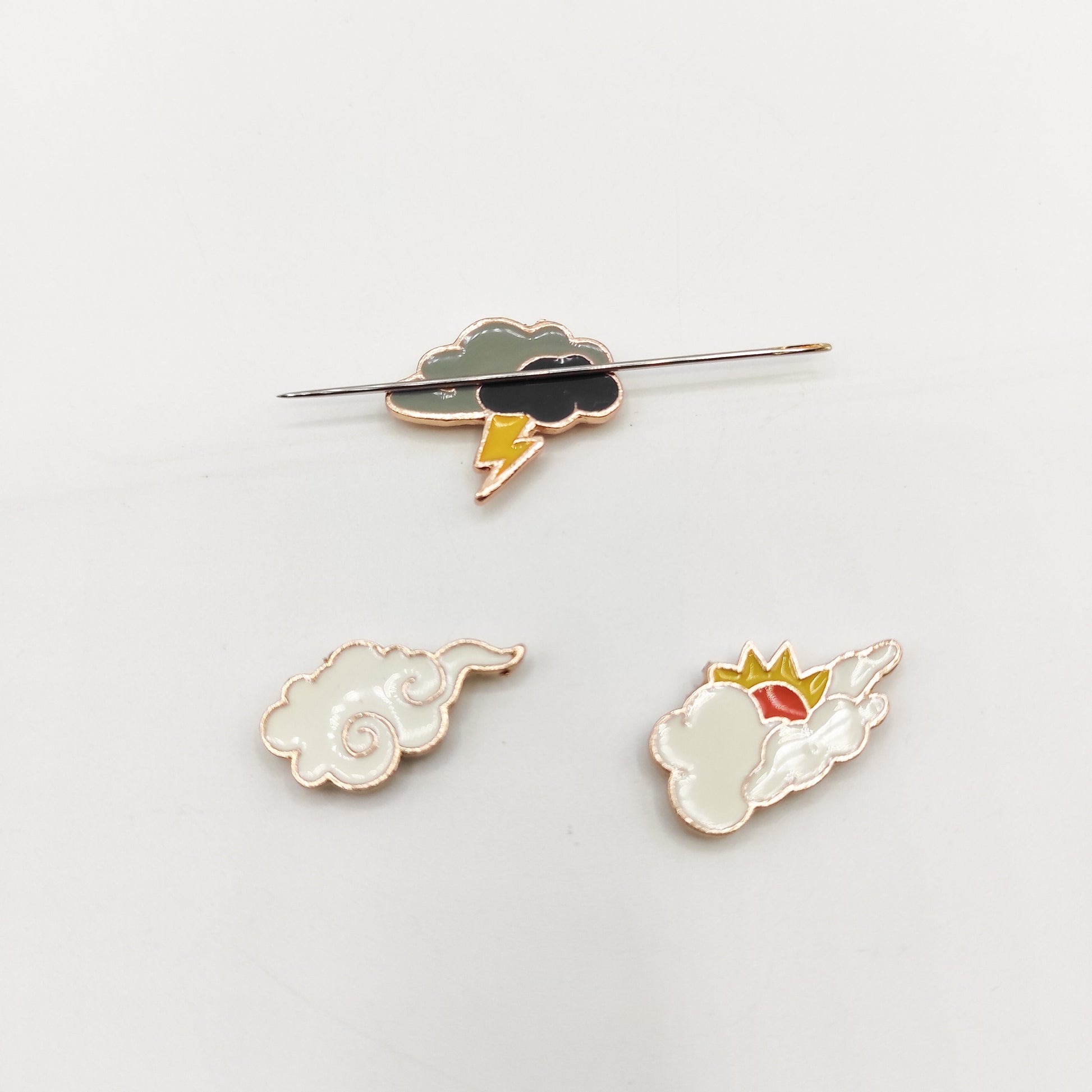 Cloud/Sun/Lightning Enamel Needle Minder, Small Needle Minder for Embroidery/ Cross Stitch/Needle work/Needlecraft/Sewing.