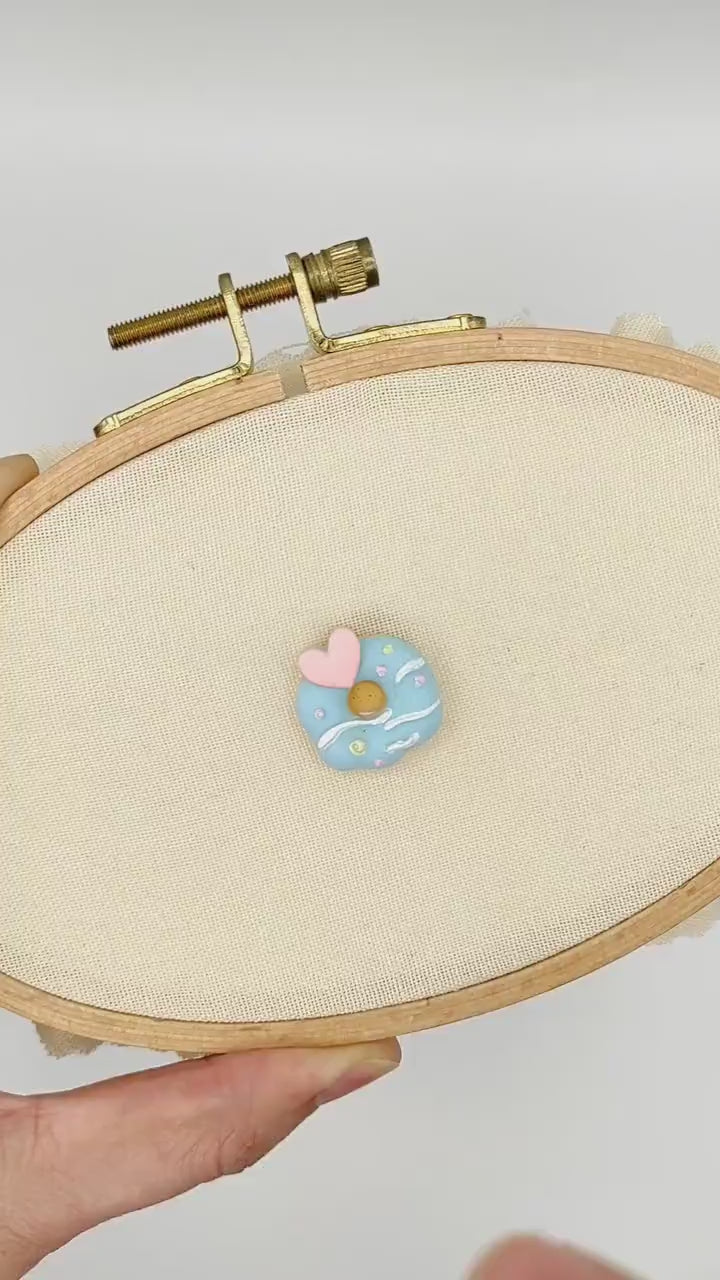 Donut Resin needle minders, Needle Minder for Embroidery, Cross Stitch, Needle work, needlecraft projects and sewing.