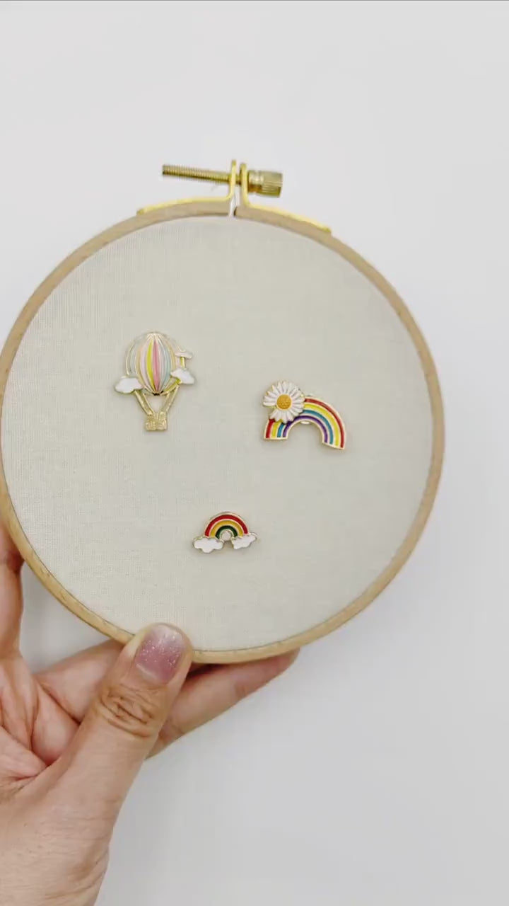 Rainbow/Hot air balloon Enamel needle minder, Needle Minder for Embroidery/ Cross Stitch/Needle work/Needlecraft/Sewing.