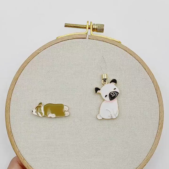 Dog Enamel Needle Minder, Needle Threader, Puppy Needle Minder/ Threader for Embroidery/ Cross Stitch/Needle work/Needlecraft/Sewing.