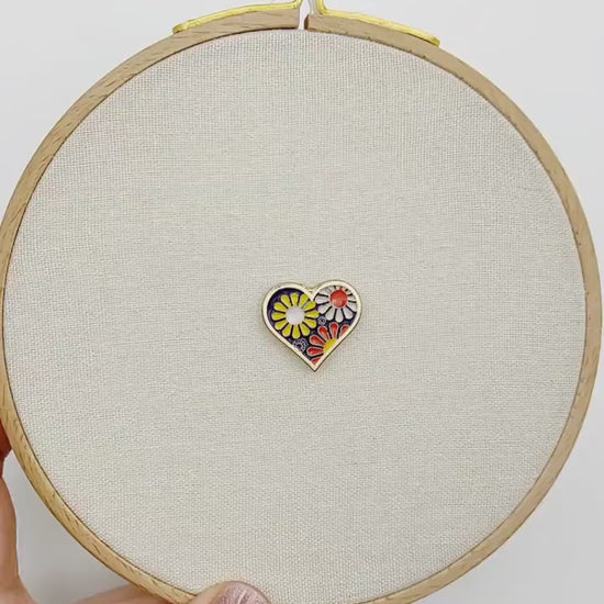 Heart enamel needle minders, Cute Needle Minder for Embroidery, Cross Stitch, Needle work, needlecraft projects and sewing.