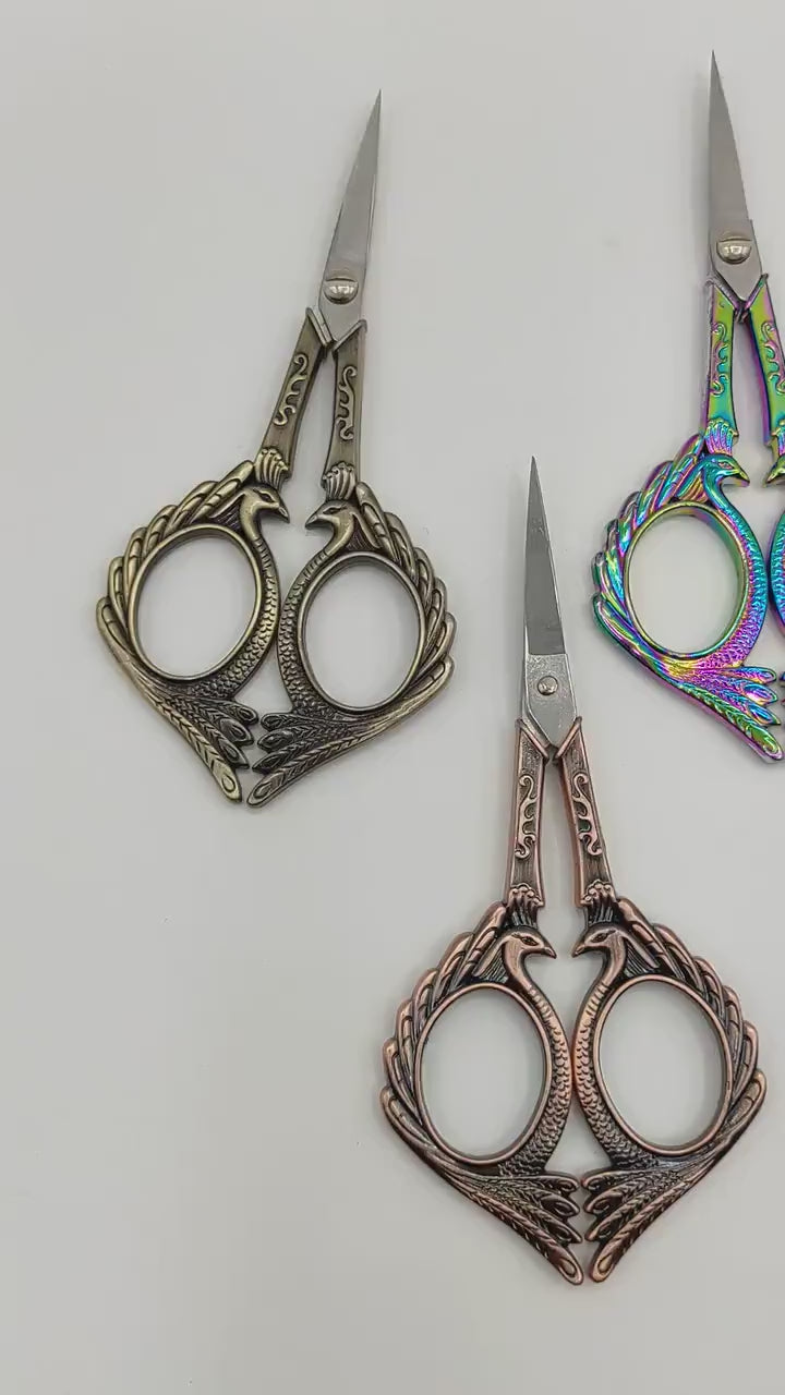 Peafowl Embroidery/ Cross Stitch scissors, Craft scissors, Floss scissors, Thread scissors, Sewing scissors, vintage scissors