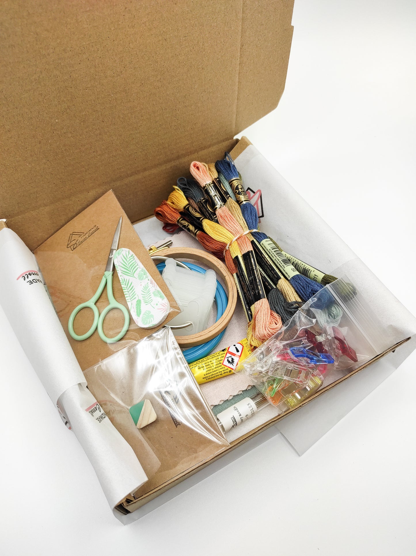 Essential Hand Embroidery Supplies Box - Start Stitching with Confidence!- Happy Stitching box