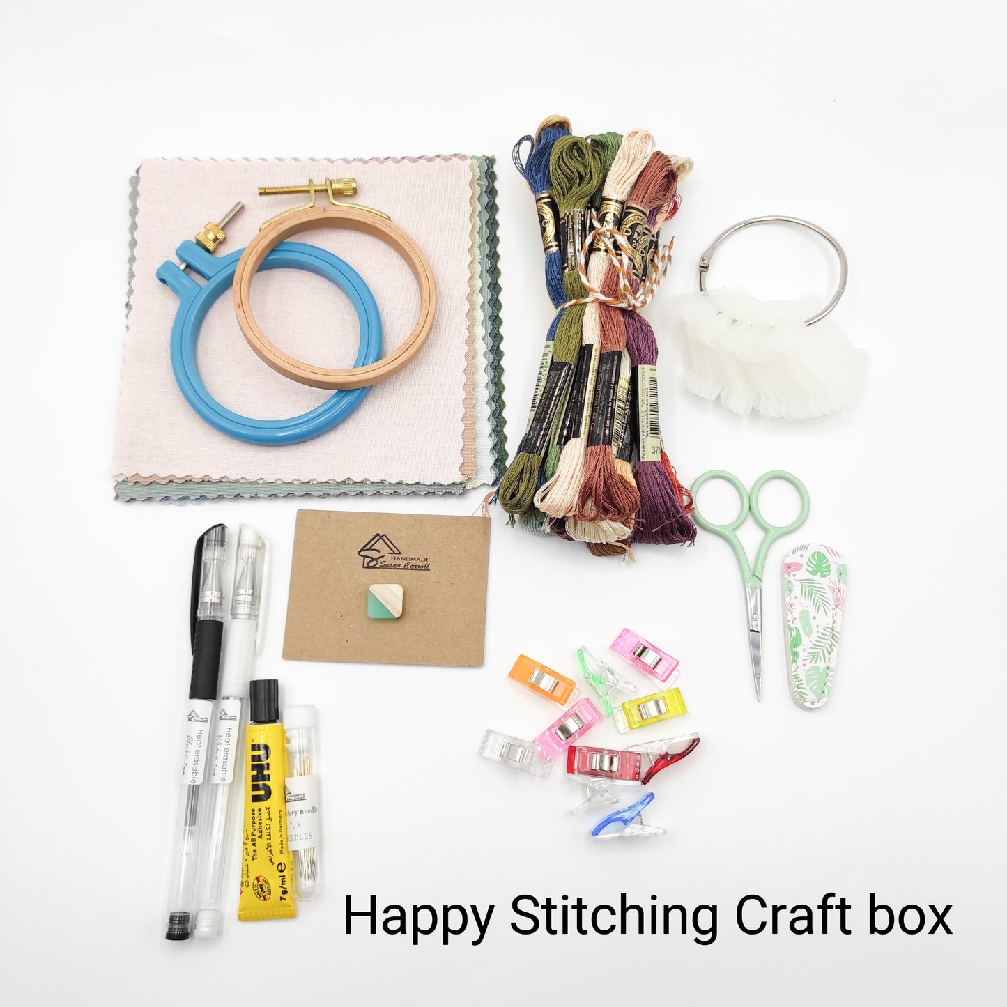 Essential Hand Embroidery Supplies Box - Start Stitching with Confidence!- Happy Stitching box