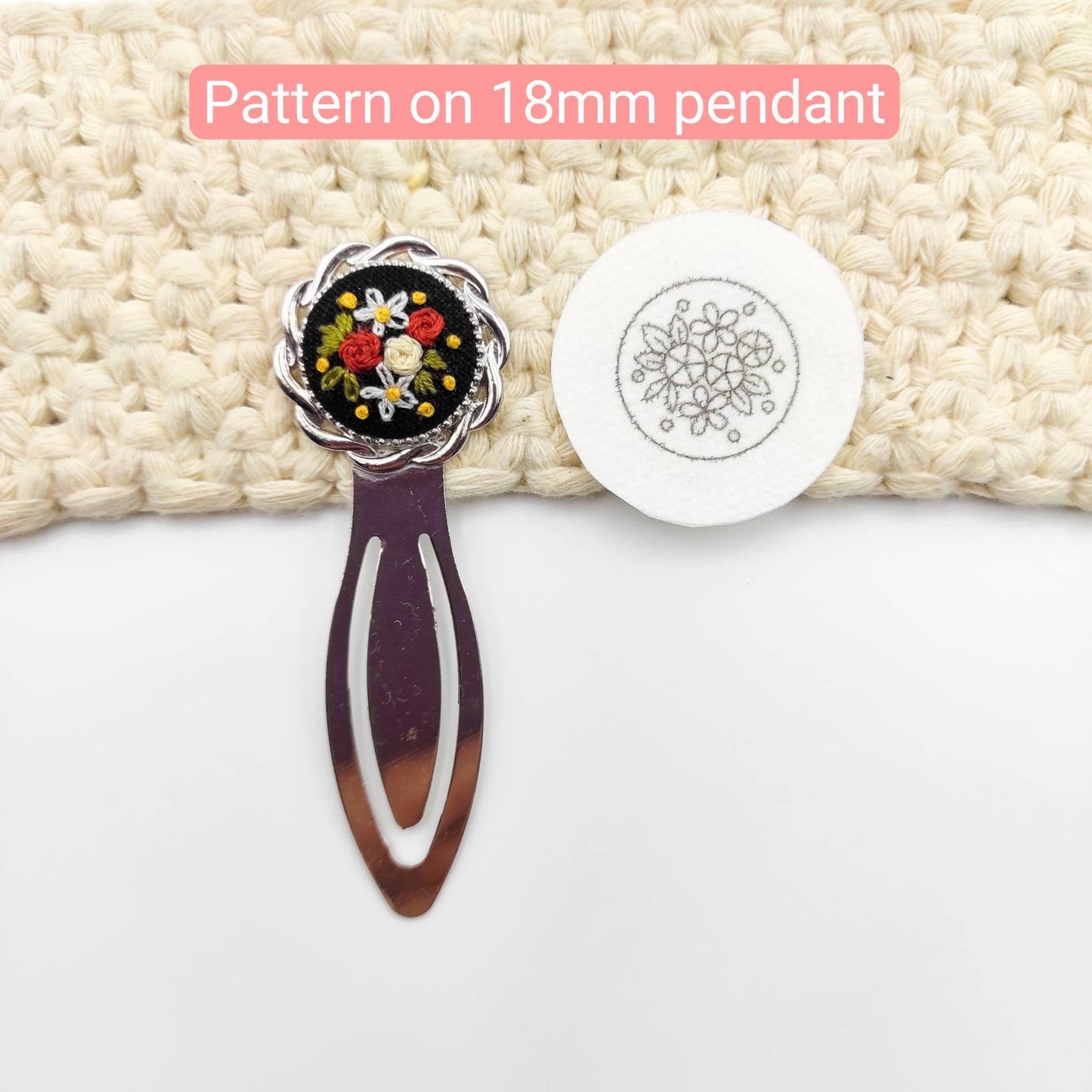 Stick & Stitch embroidery patterns, DIY embroidery floral patterns for pendant, water soluble pre-printed embroidery pattern