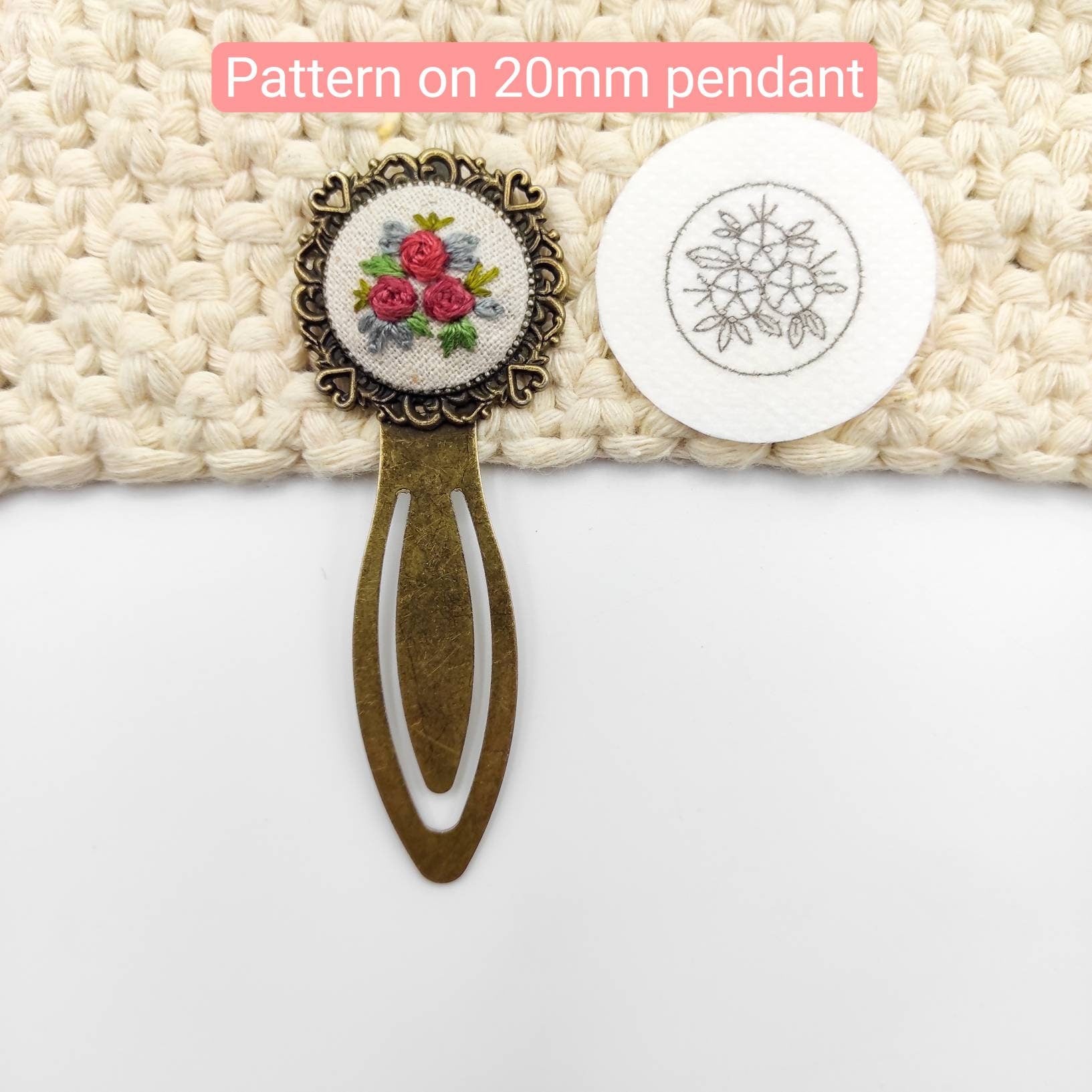 Stick & Stitch embroidery patterns, DIY embroidery floral patterns for pendant, water soluble pre-printed embroidery pattern