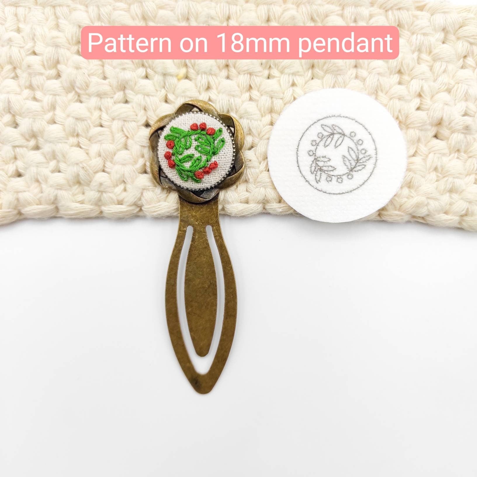 Stick & Stitch embroidery patterns, DIY embroidery floral patterns for pendant, water soluble pre-printed embroidery pattern