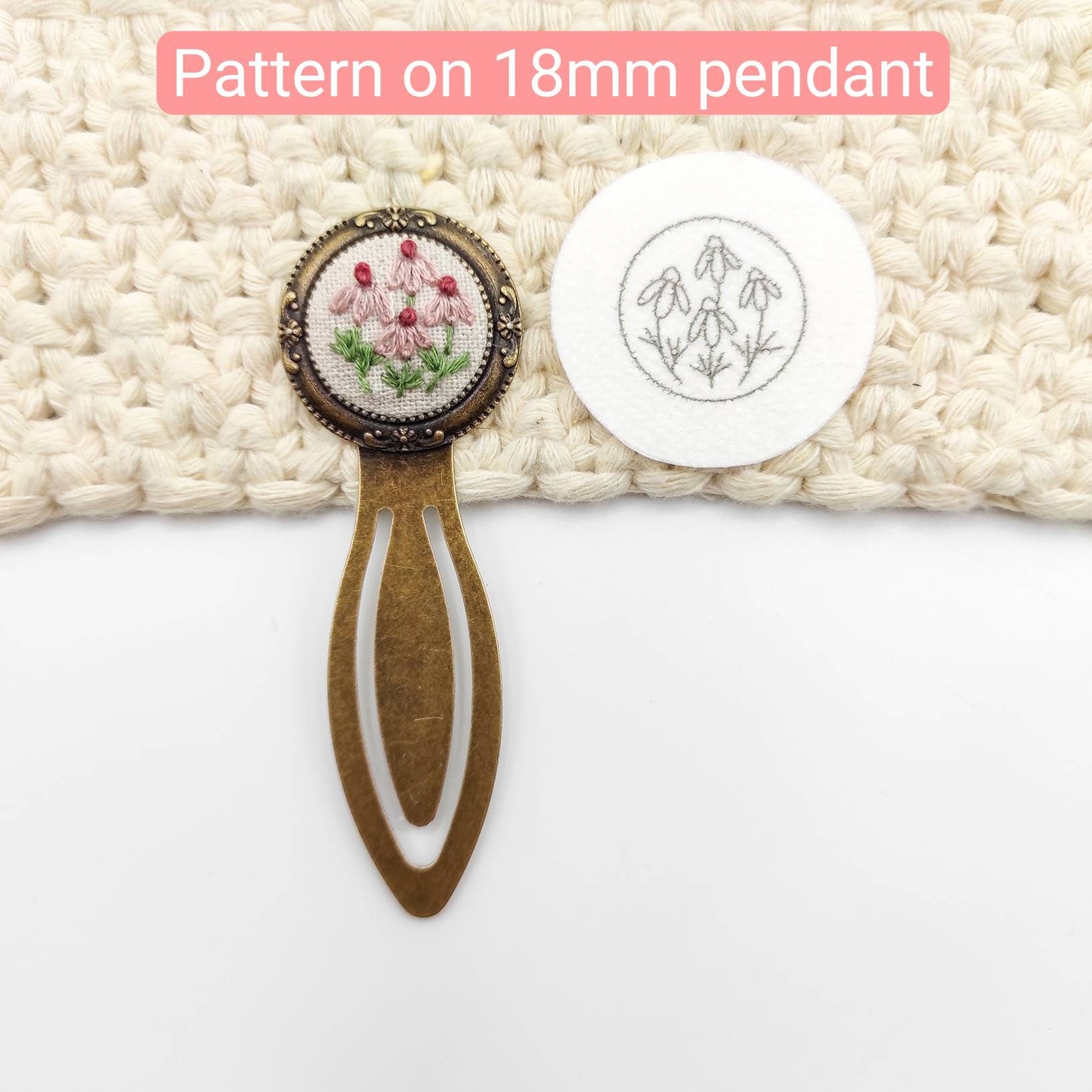 Stick & Stitch embroidery patterns, DIY embroidery floral patterns for pendant, water soluble pre-printed embroidery pattern