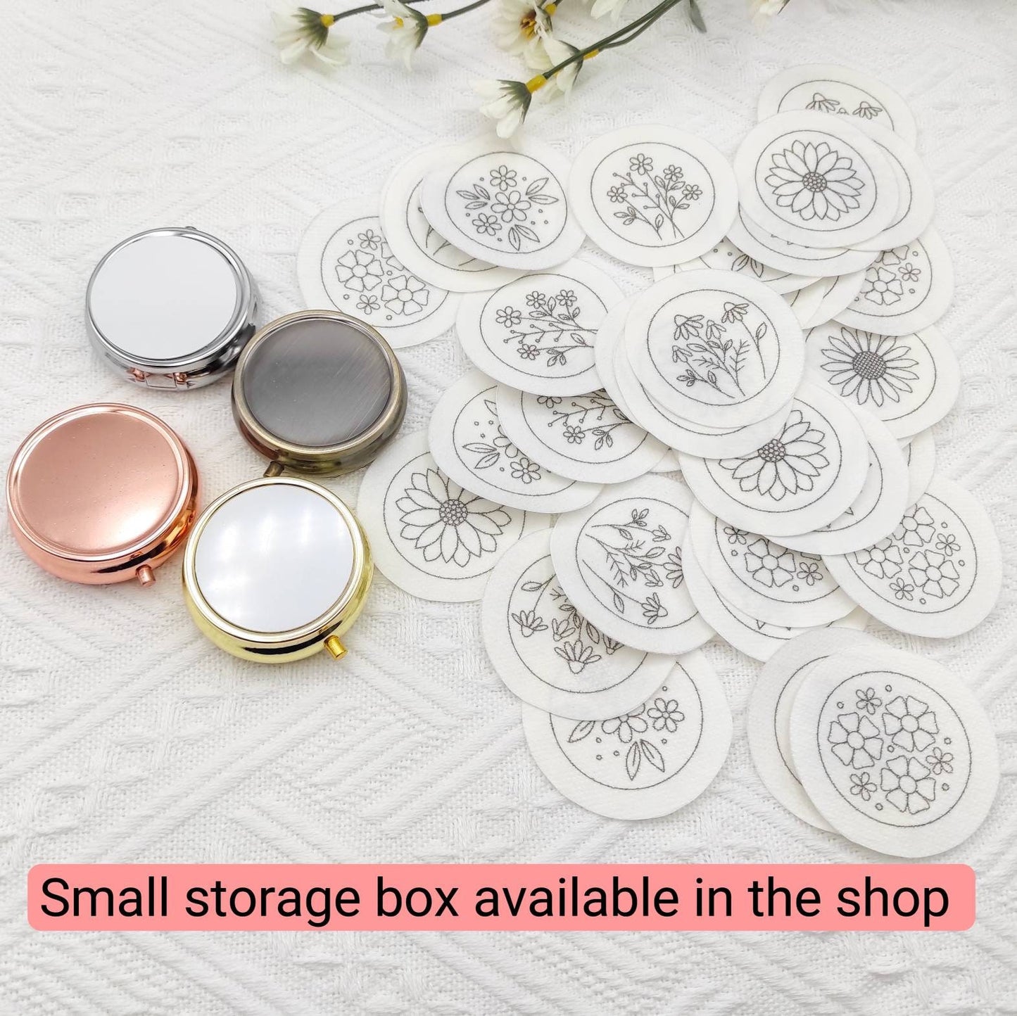 Stick & Stitch embroidery patterns for small storge box/large pendant, water soluble pre-printed embroidery pattern