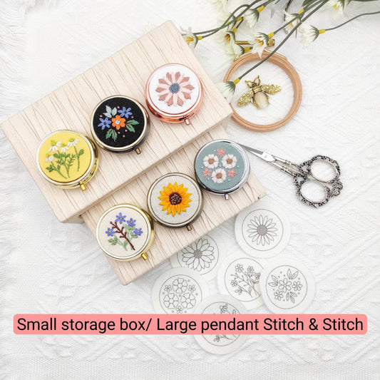 Stick & Stitch embroidery patterns for small storge box/large pendant, water soluble pre-printed embroidery pattern