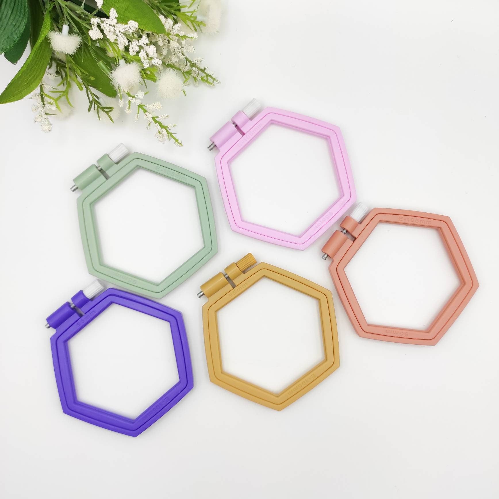 Multiple Colors of Hexagon Plastic Hoops. Small Square hoops for embroidery/hand stitch/ cross stitch