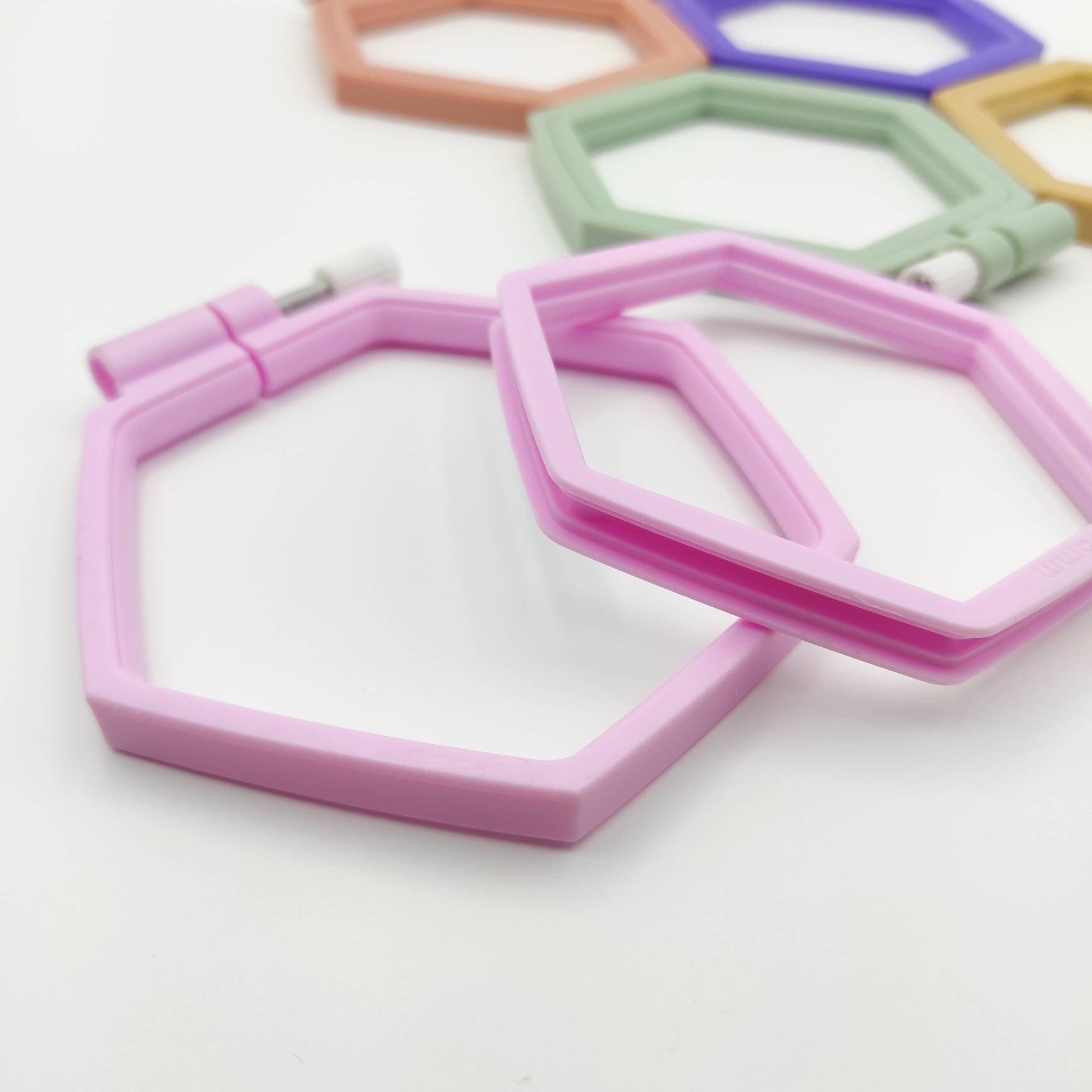 Multiple Colors of Hexagon Plastic Hoops. Small Square hoops for embroidery/hand stitch/ cross stitch