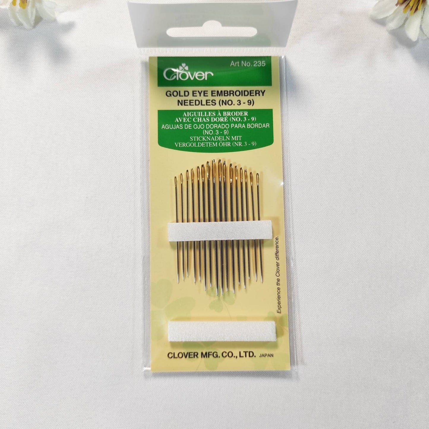 Clover Gold Eye Embroidery Needles, hand embroidery needles, ribbon embroidery needles, large eye needle