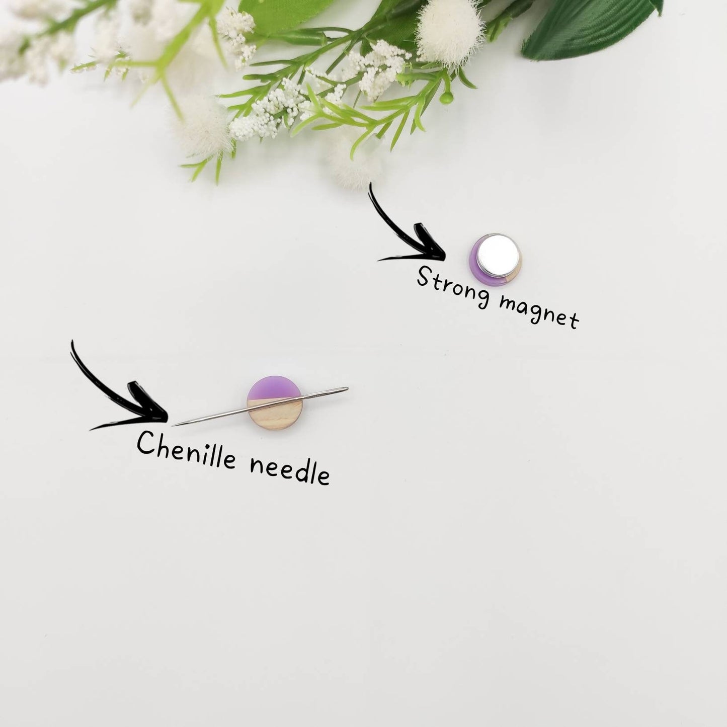 Small Round Wood and Resin needle minders, Mini Needle Minder for Embroidery, Cross Stitch, Needle work, Needle point tools