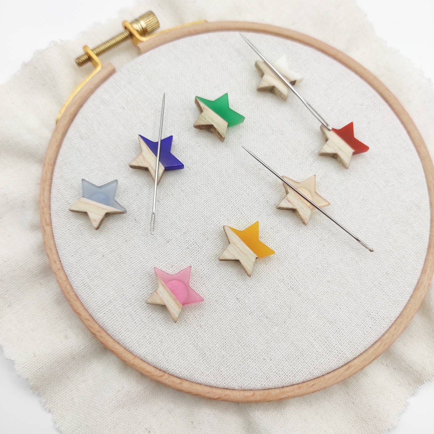 Small Star Wood and Resin needle minders, Tiny Needle Minder for Embroidery, Cross Stitch, Needle work, Needle point tools