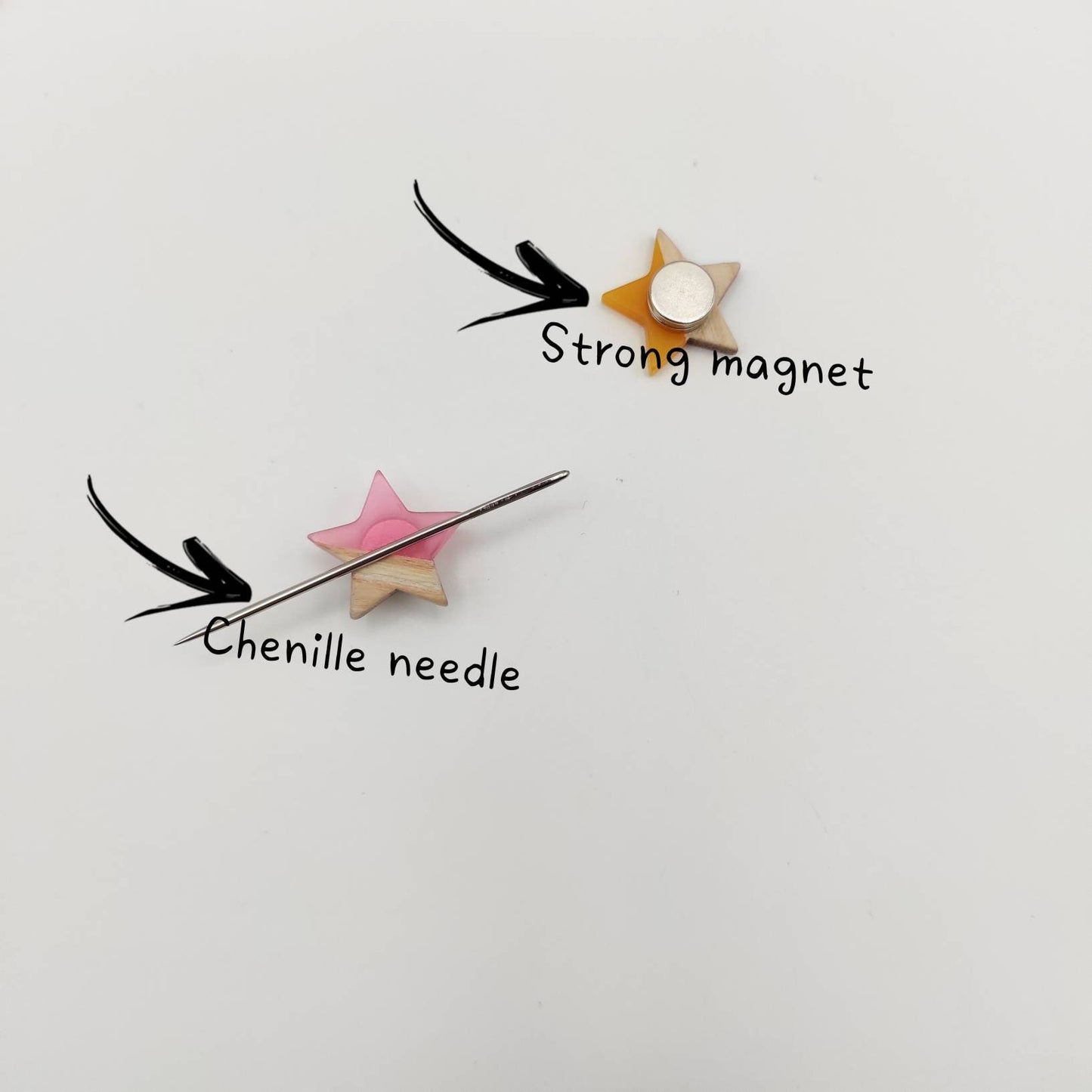 Small Star Wood and Resin needle minders, Tiny Needle Minder for Embroidery, Cross Stitch, Needle work, Needle point tools