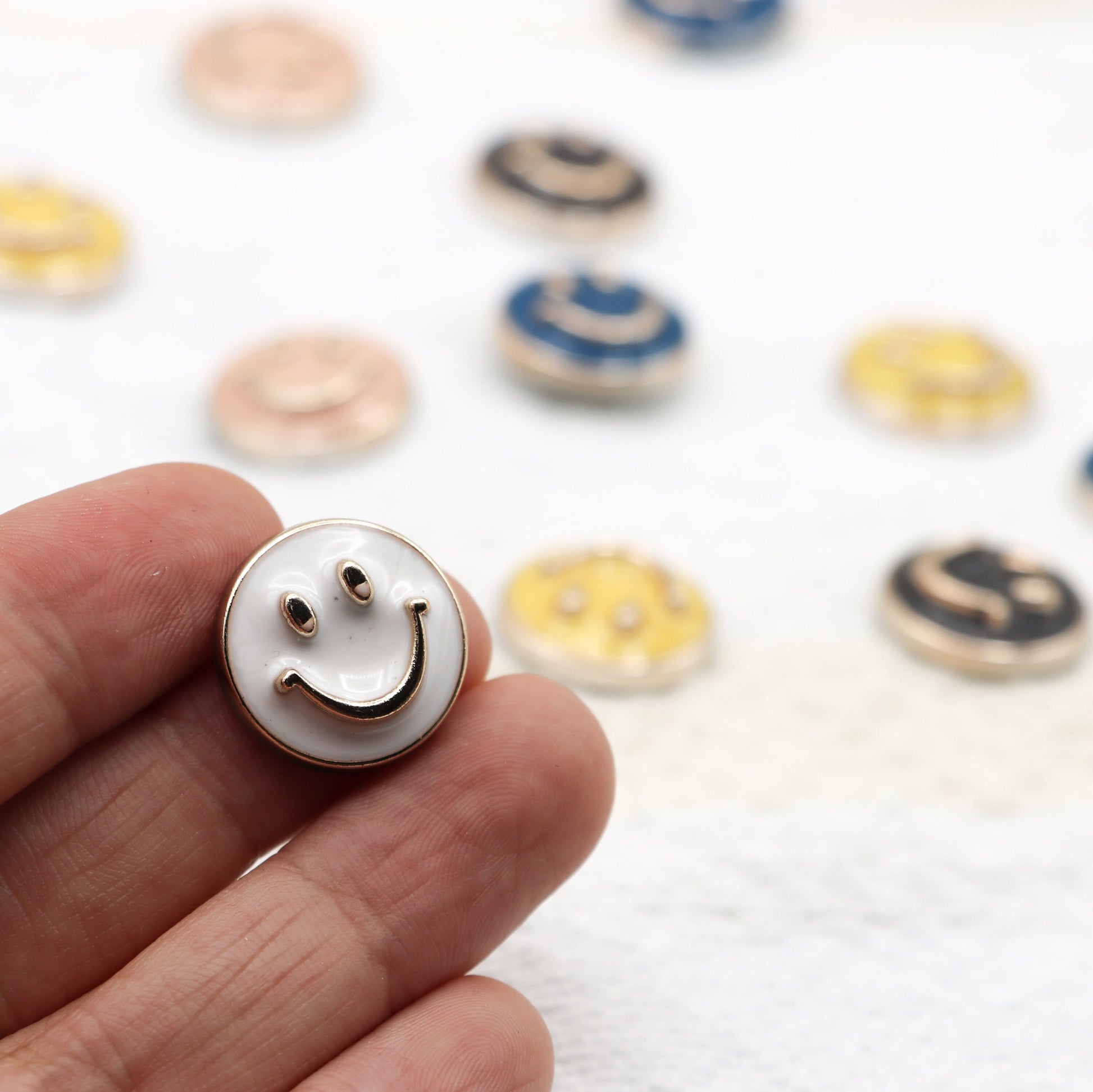 Small Smile Face Resin needle minders, Tiny Needle Minder for Embroidery, Cross Stitch, Needle work, needlecraft projects and sewing.