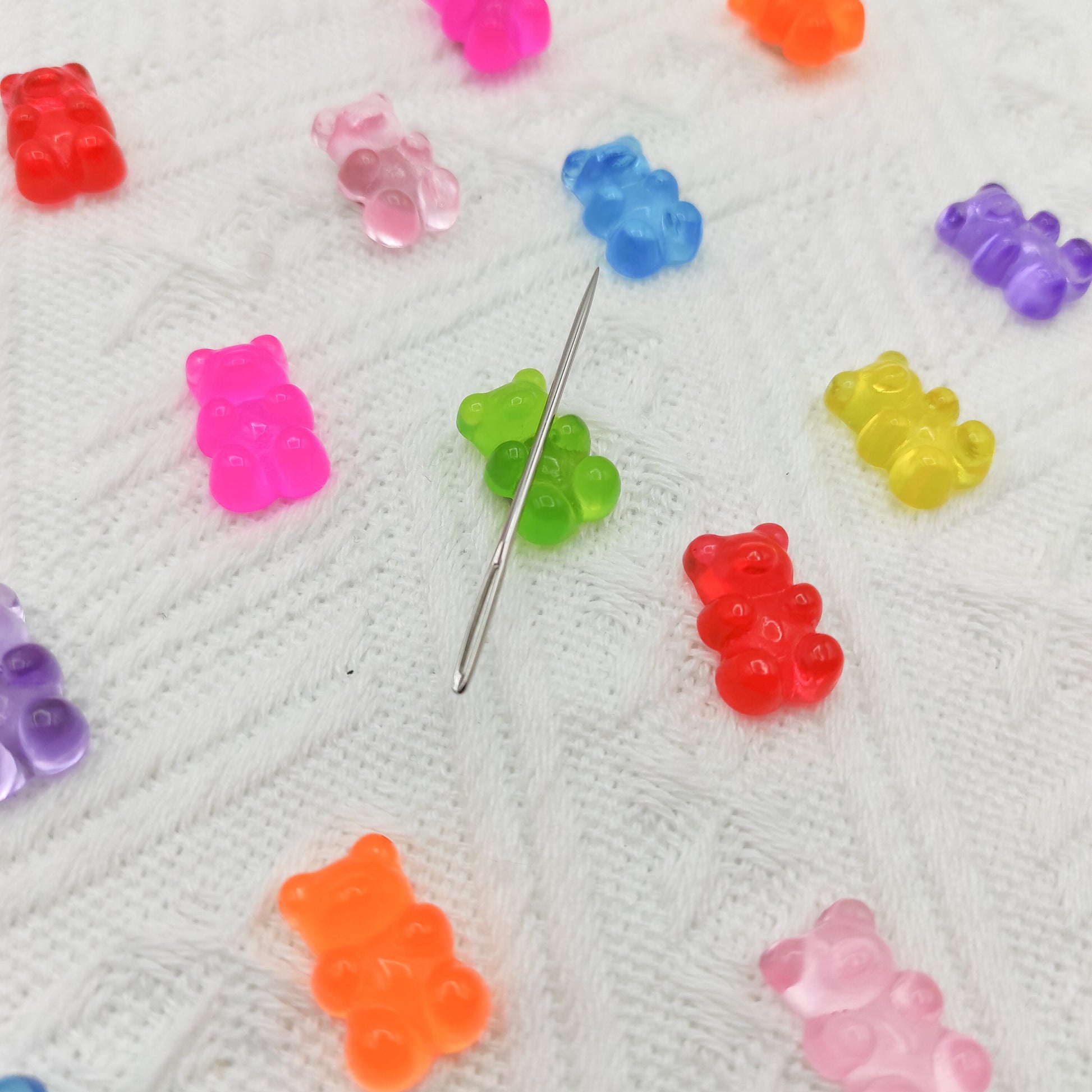 Gummy bear needle minders, Tiny Needle Minder for Embroidery, Cross Stitch, Needle work, needlecraft projects and sewing.