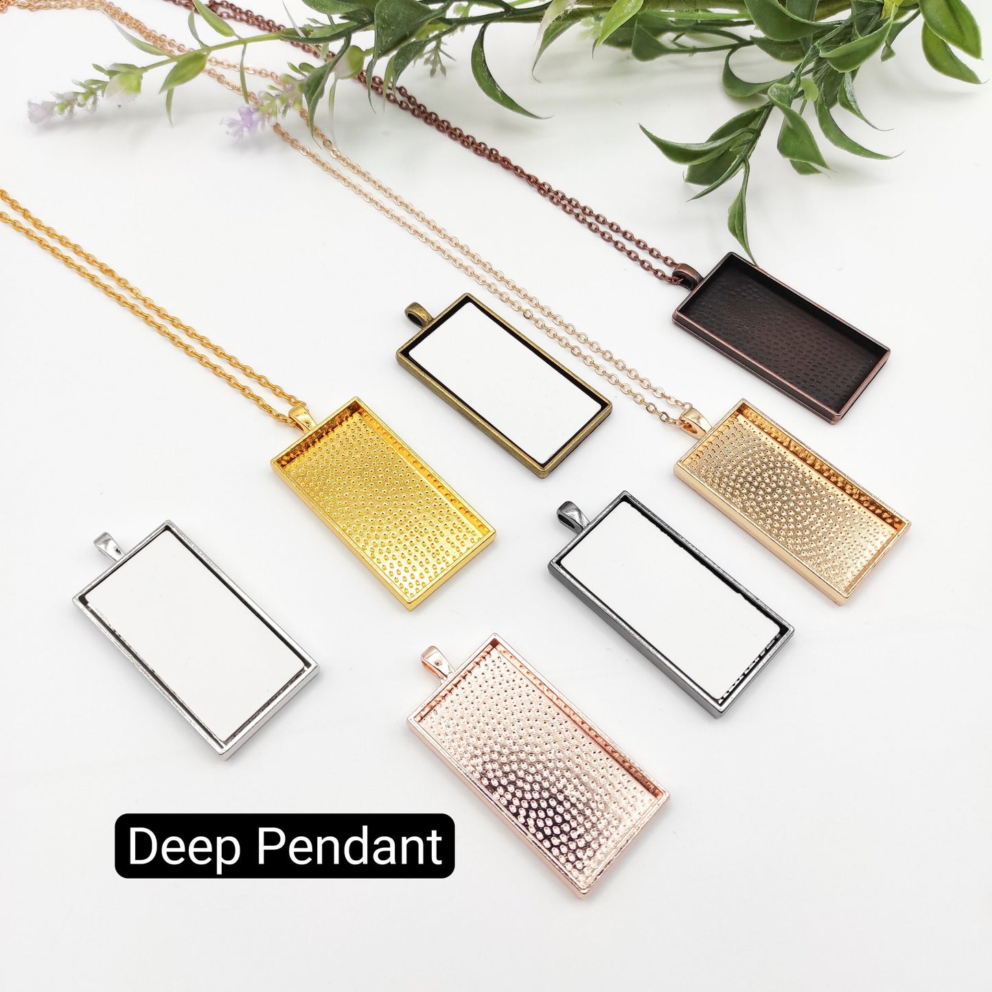 Deep Rectangle DIY Blank Pendant, Small Embroidery Pendant, Embroidery necklace kit, Handmade jewelry kit, Cross Stitch Necklace kit