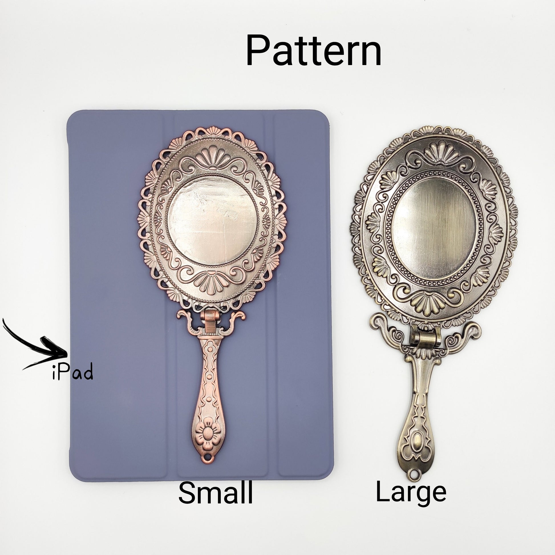 Large Vintage style Handheld Mirror, Foldable Handheld Mirror Base Kit for Embroidery, Cross Stitch, Needle work, DIY Handheld Mirror