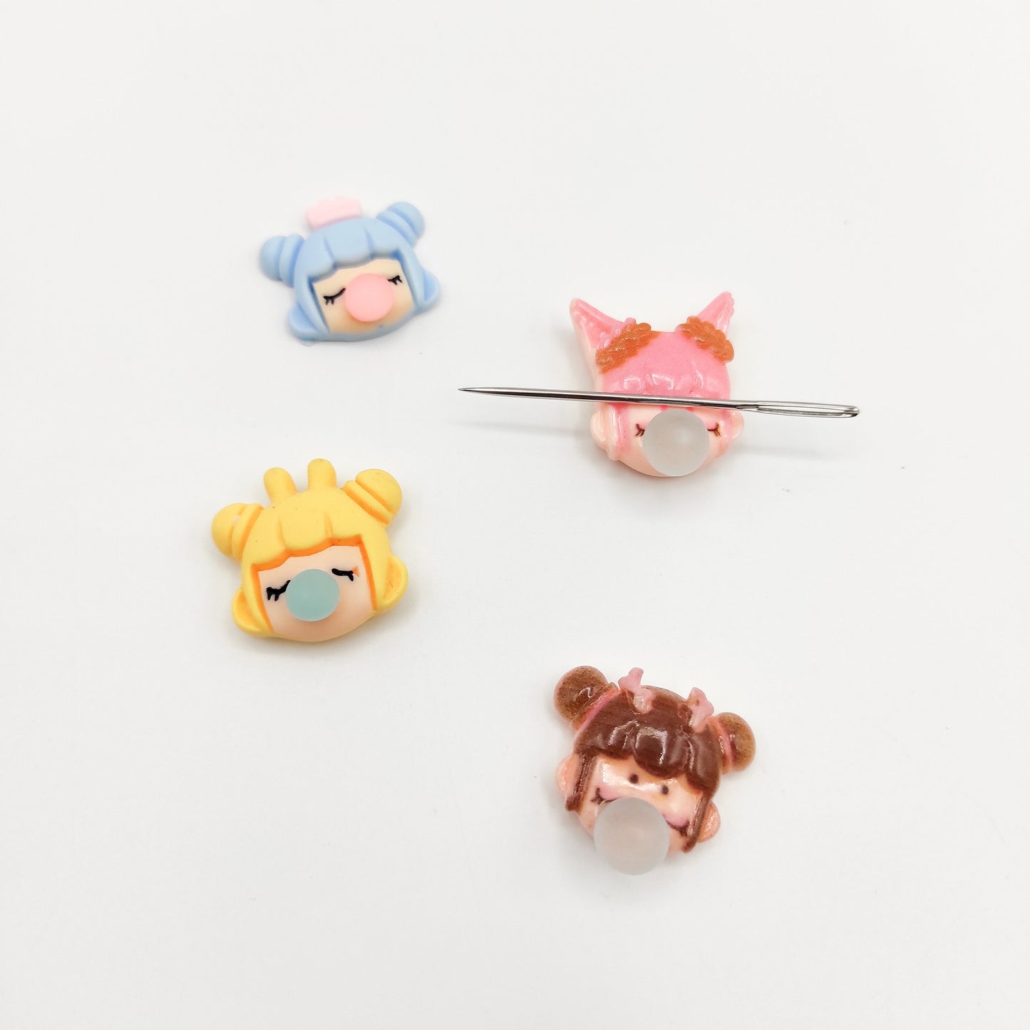 Cute Bubble Gum Girl Resin needle minders, Needle Minder for Embroidery, Cross Stitch, Needle work, Needle point tools