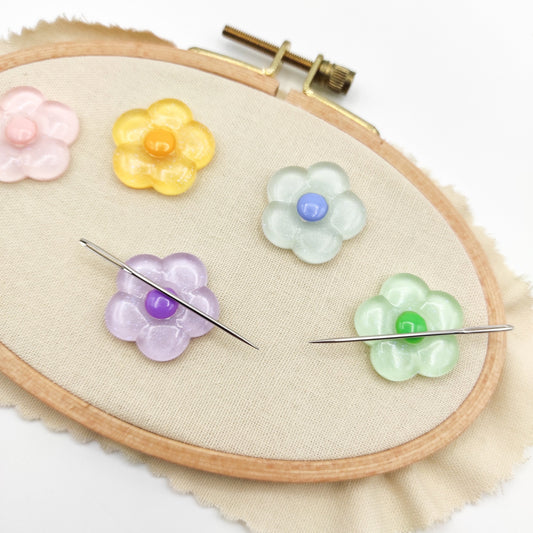 Floral (glow in the dark) Resin needle minders, Needle Minder for Embroidery, Cross Stitch, Needle work, Needle point tools