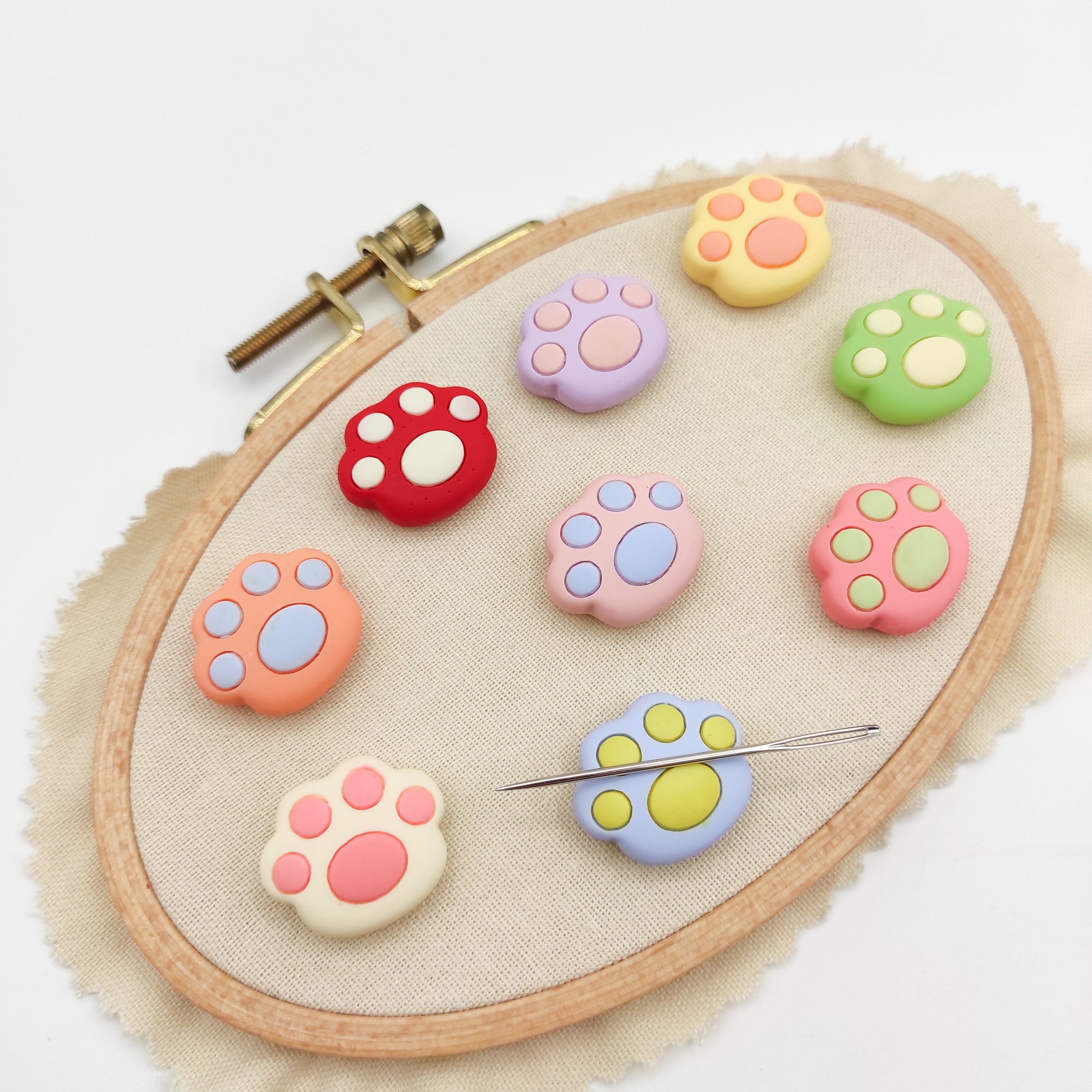 Cat Paw Resin needle minders, Needle Minder for Embroidery, Cross Stitch, Needle work, needlecraft projects and sewing.