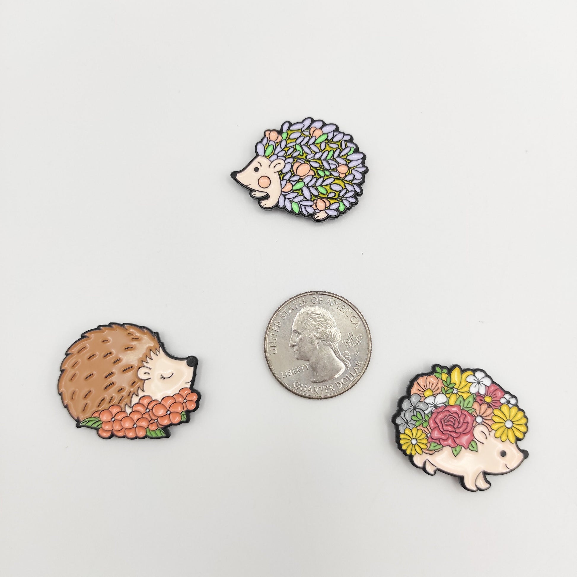 Hedgehog enamel needle minders, Needle Minder for Embroidery, Cross Stitch, Needle work, needlecraft projects and sewing.