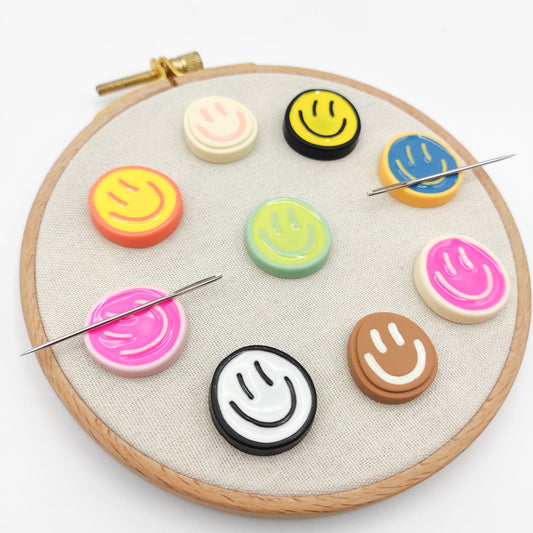 Smile Face Resin needle minders, Needle Minder for Embroidery, Cross Stitch, Needle work, needlecraft projects and sewing.