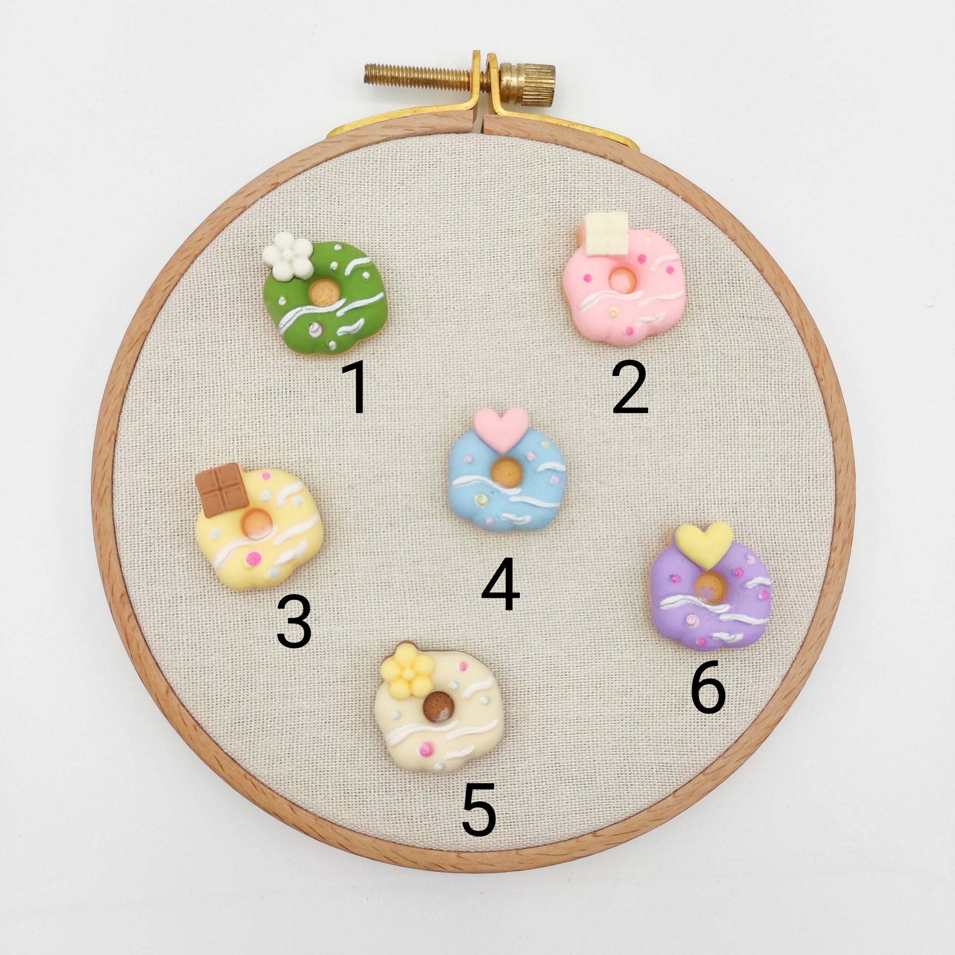 Donut Resin needle minders, Needle Minder for Embroidery, Cross Stitch, Needle work, needlecraft projects and sewing.