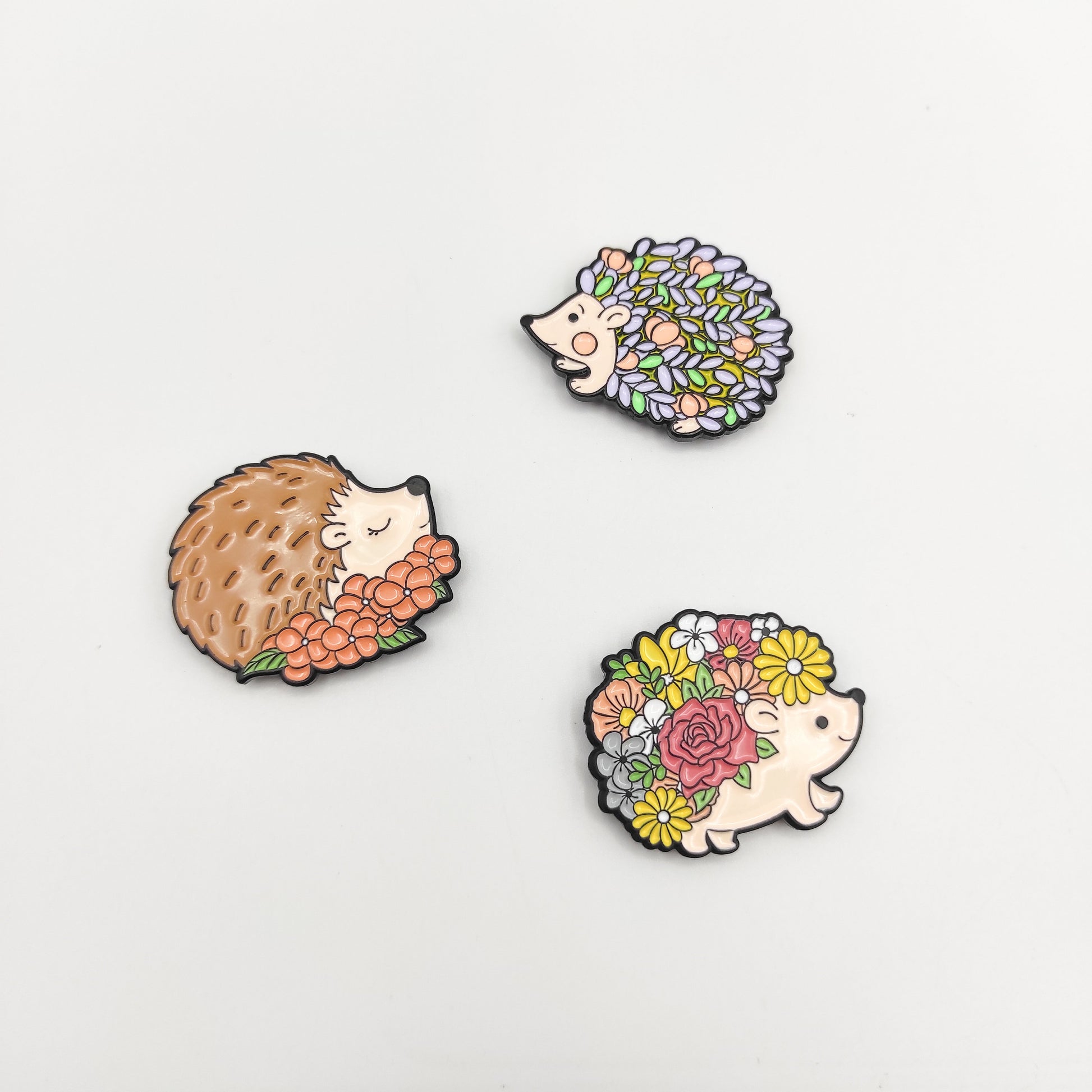 Hedgehog enamel needle minders, Needle Minder for Embroidery, Cross Stitch, Needle work, needlecraft projects and sewing.