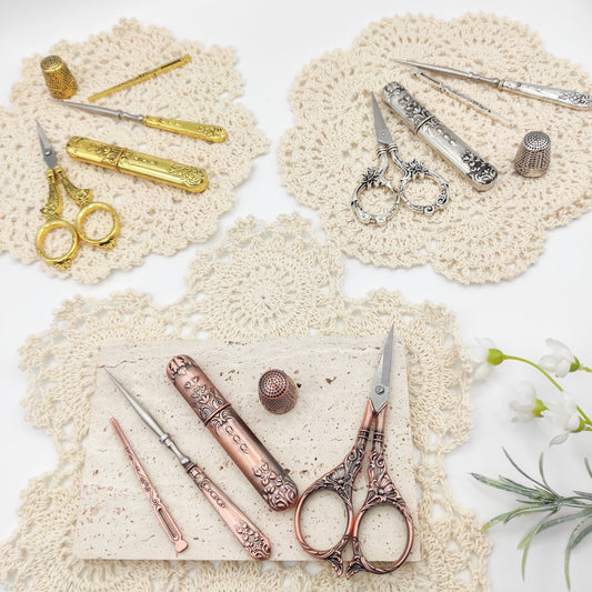 Vintage Style Embroidery Kit/Sewing kit, 5pc Sewing/Embroidery/Needlepoint/Cross Stitch/Crewel Knitting Gift Set