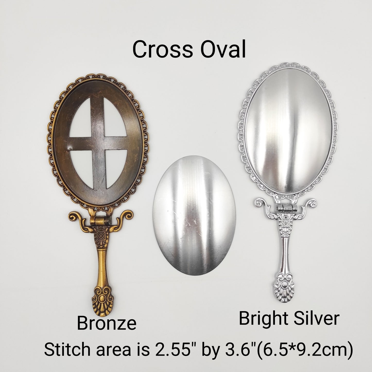 Large Vintage style Handheld Mirror, Foldable Handheld Mirror Base Kit for Embroidery, Cross Stitch, Needle work, DIY Handheld Mirror