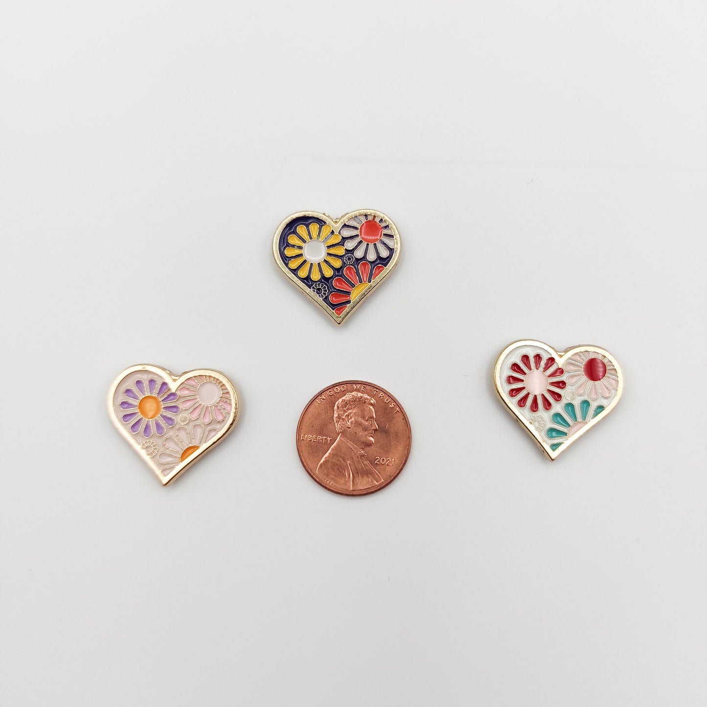 Heart enamel needle minders, Cute Needle Minder for Embroidery, Cross Stitch, Needle work, needlecraft projects and sewing.