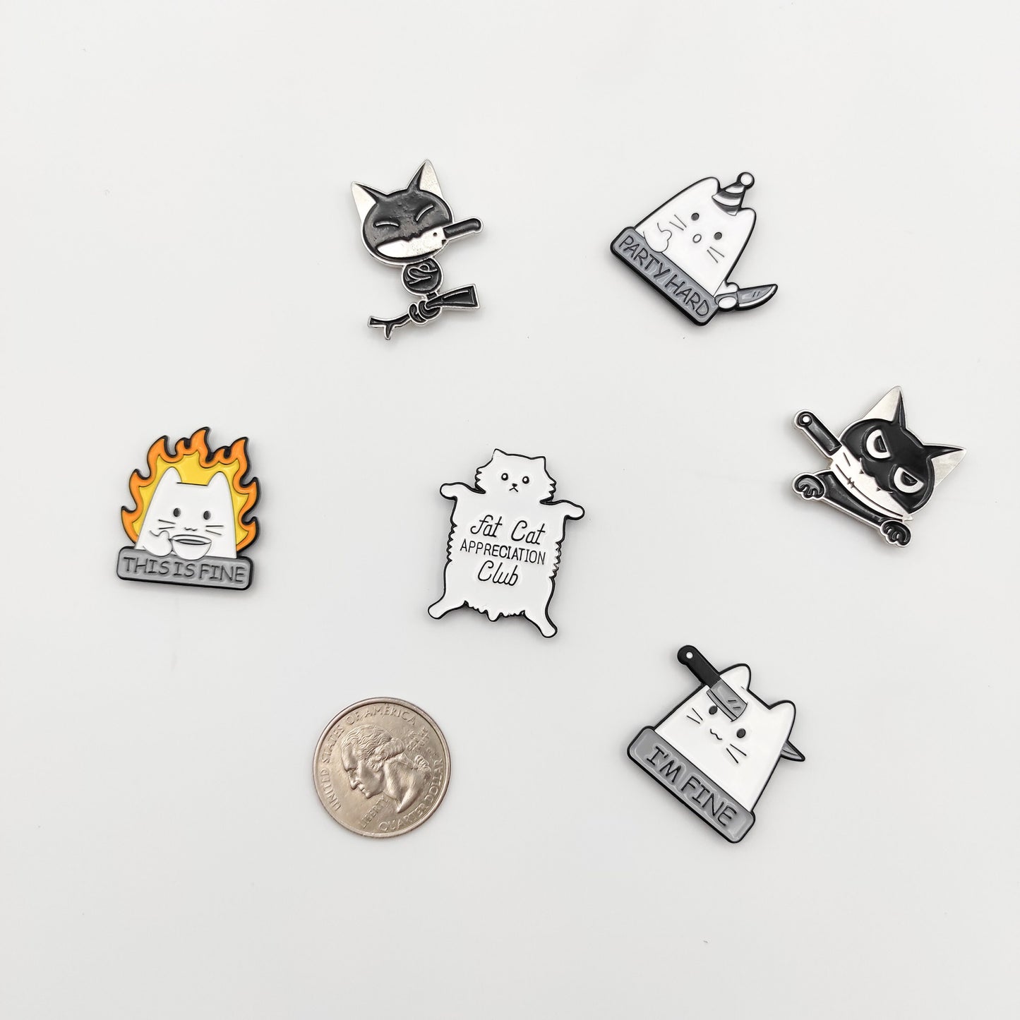 Funny Kitten enamel needle minders, Needle Minder for Embroidery, Cross Stitch, Needle work, needlecraft projects and sewing.